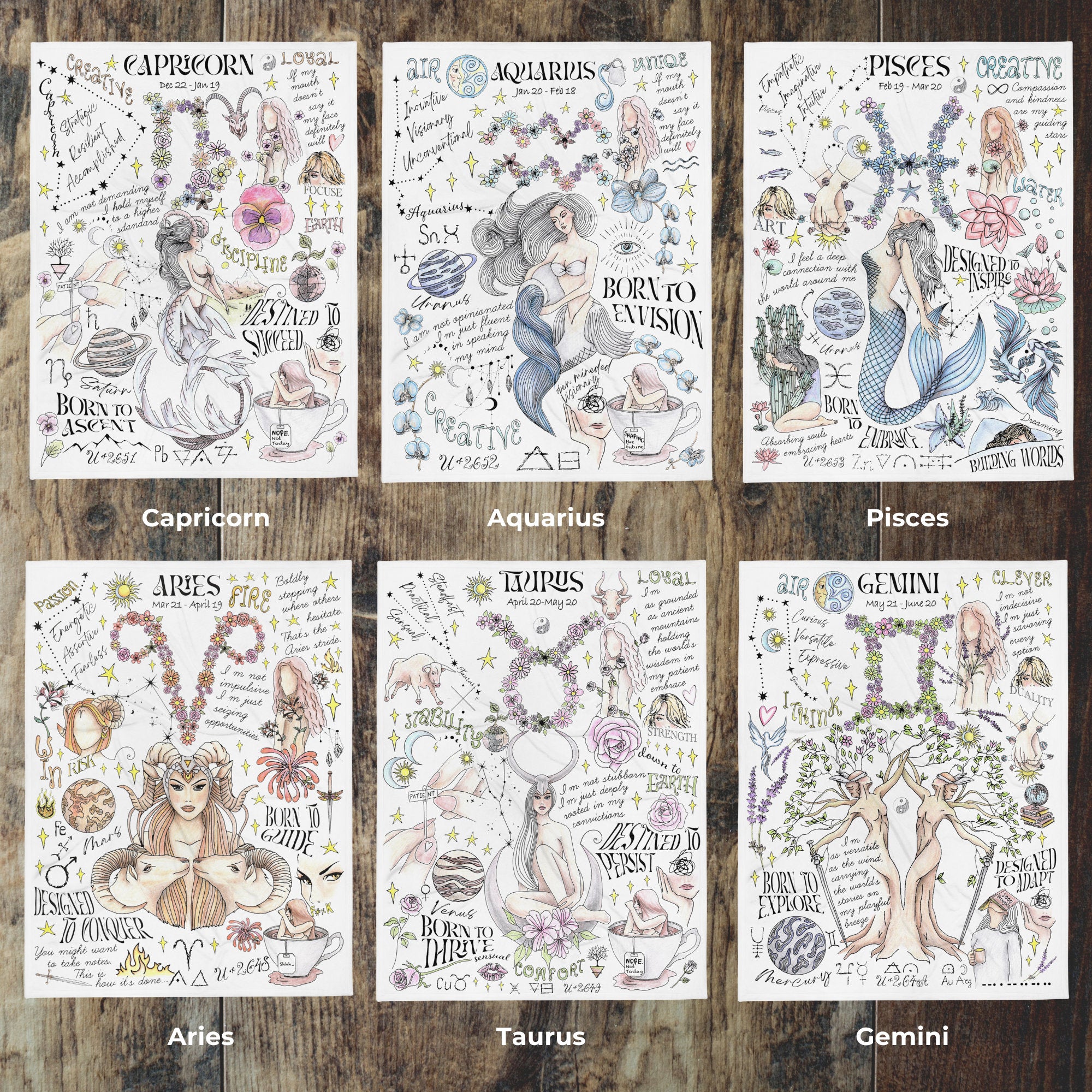 Zodiac Art Throw Blanket