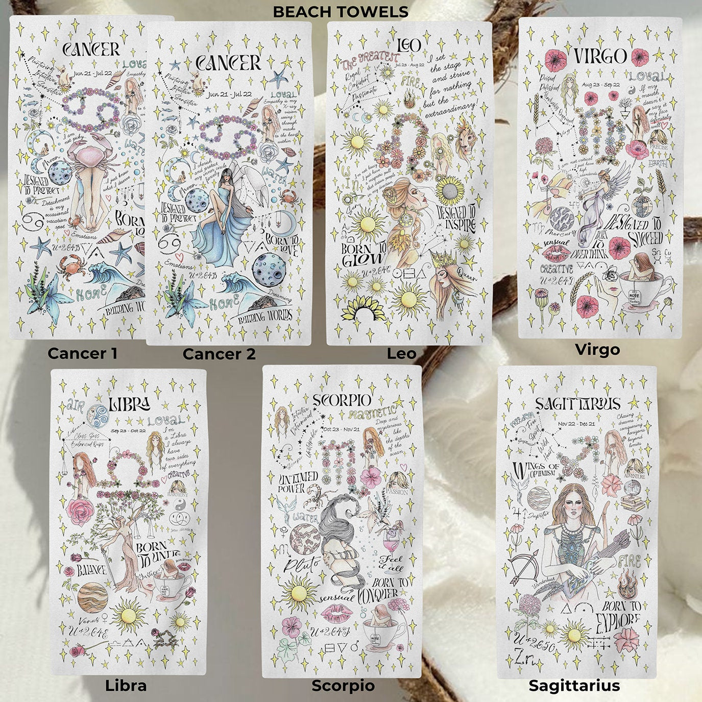 Zodiac Art Beach Towel