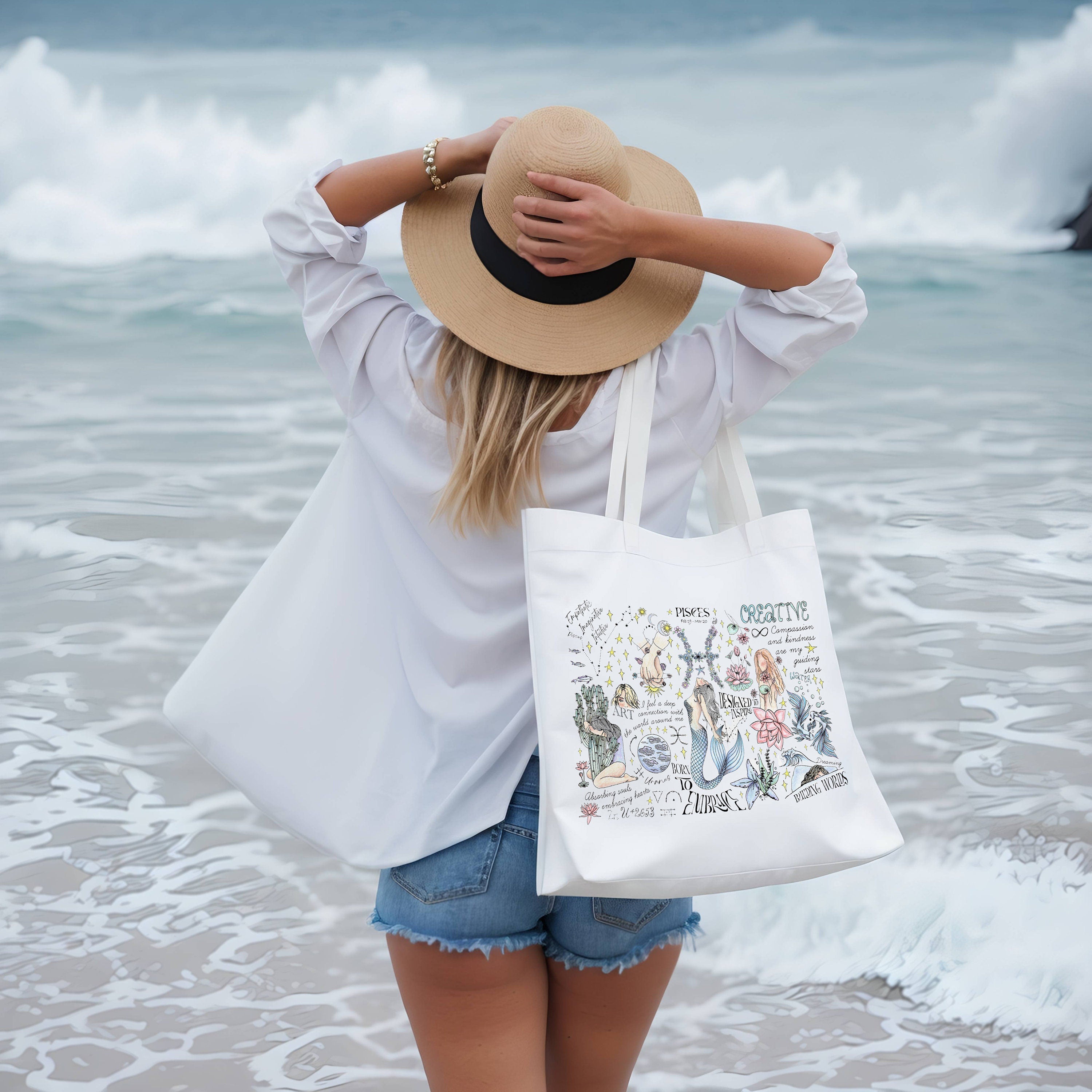 Zodiac Beach Tote Bag Weekender Shopping Bag