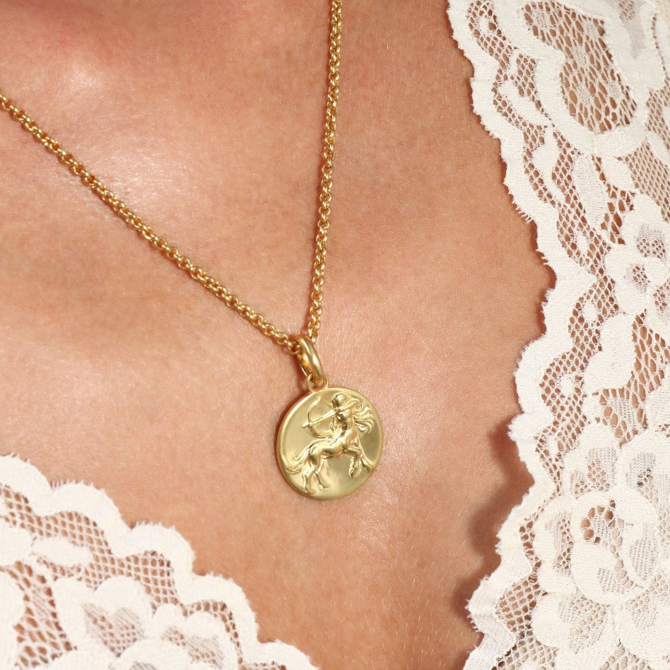 sagittarius woman pendant necklace // Gold