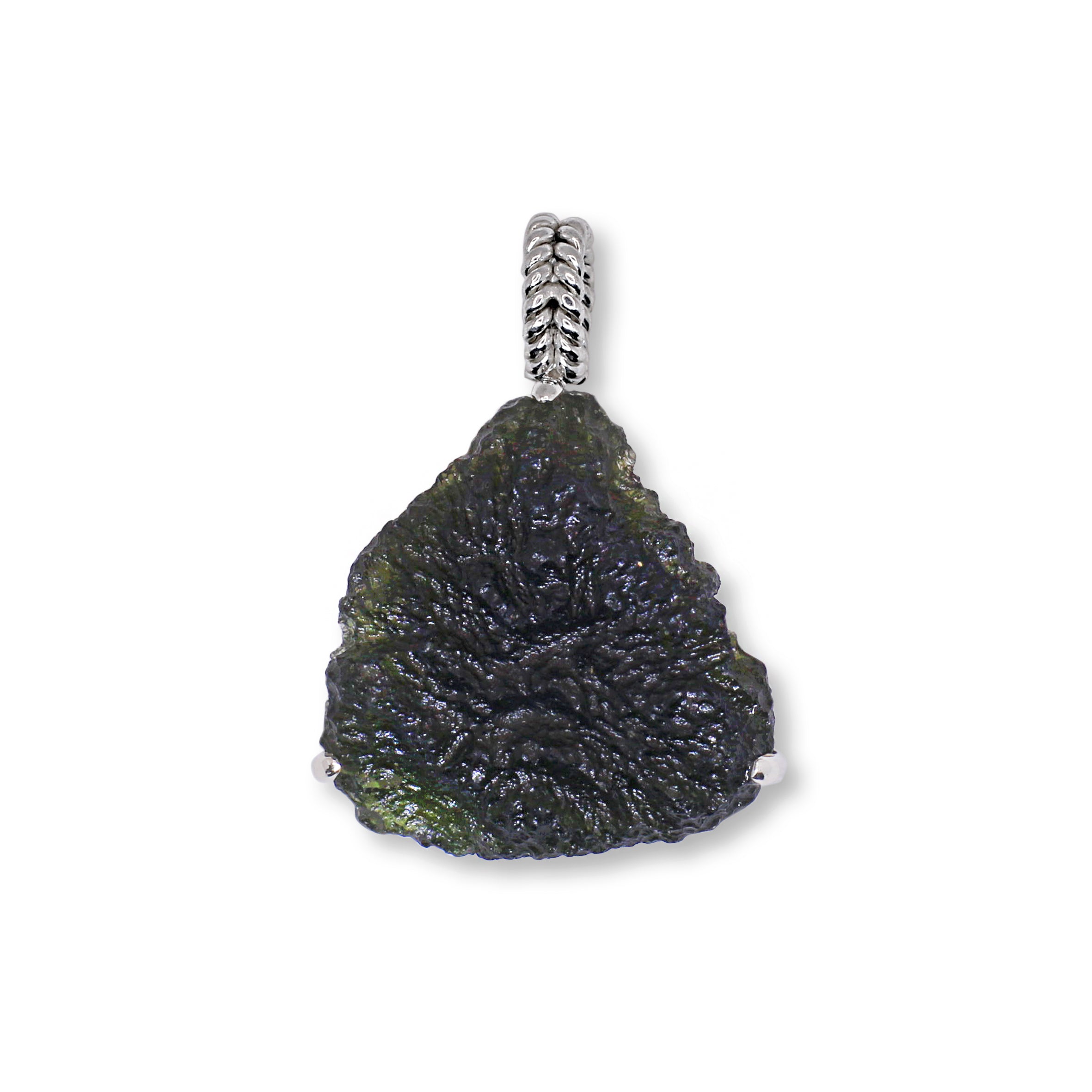Triangle shape raw Moldavite pendant 6 gr
