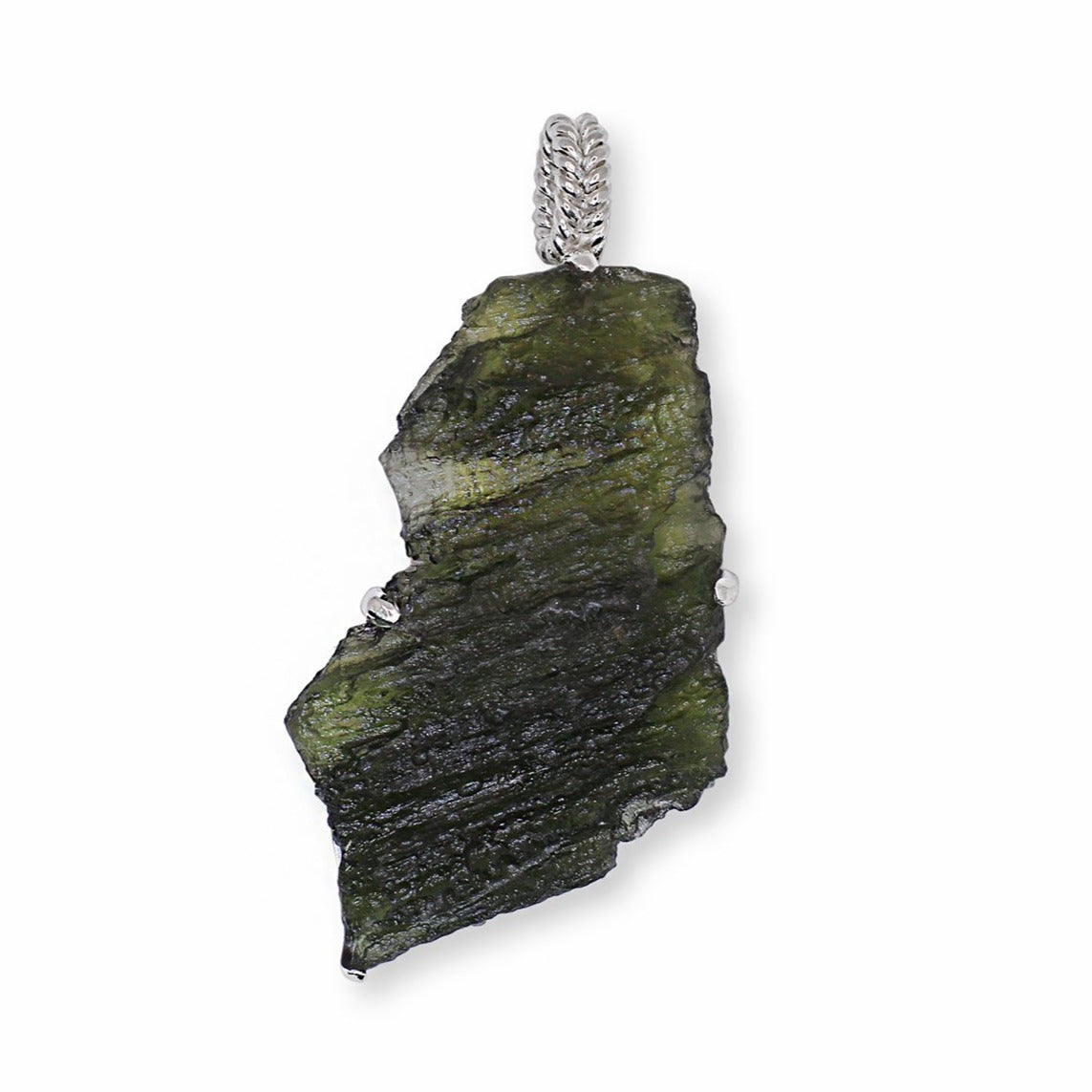 Raw Moldavite Sterling Silver Pendant