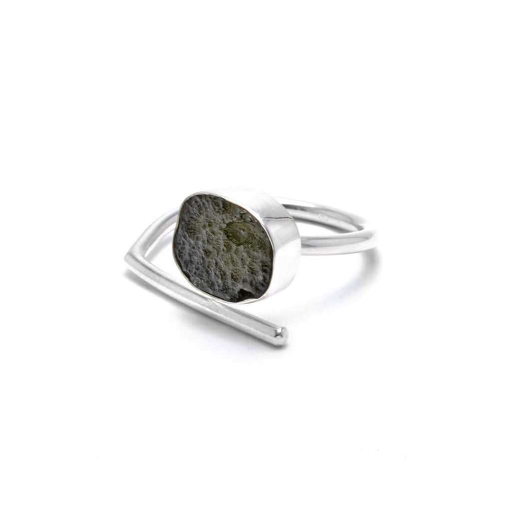 Adjustable Moldavite Ring size 10