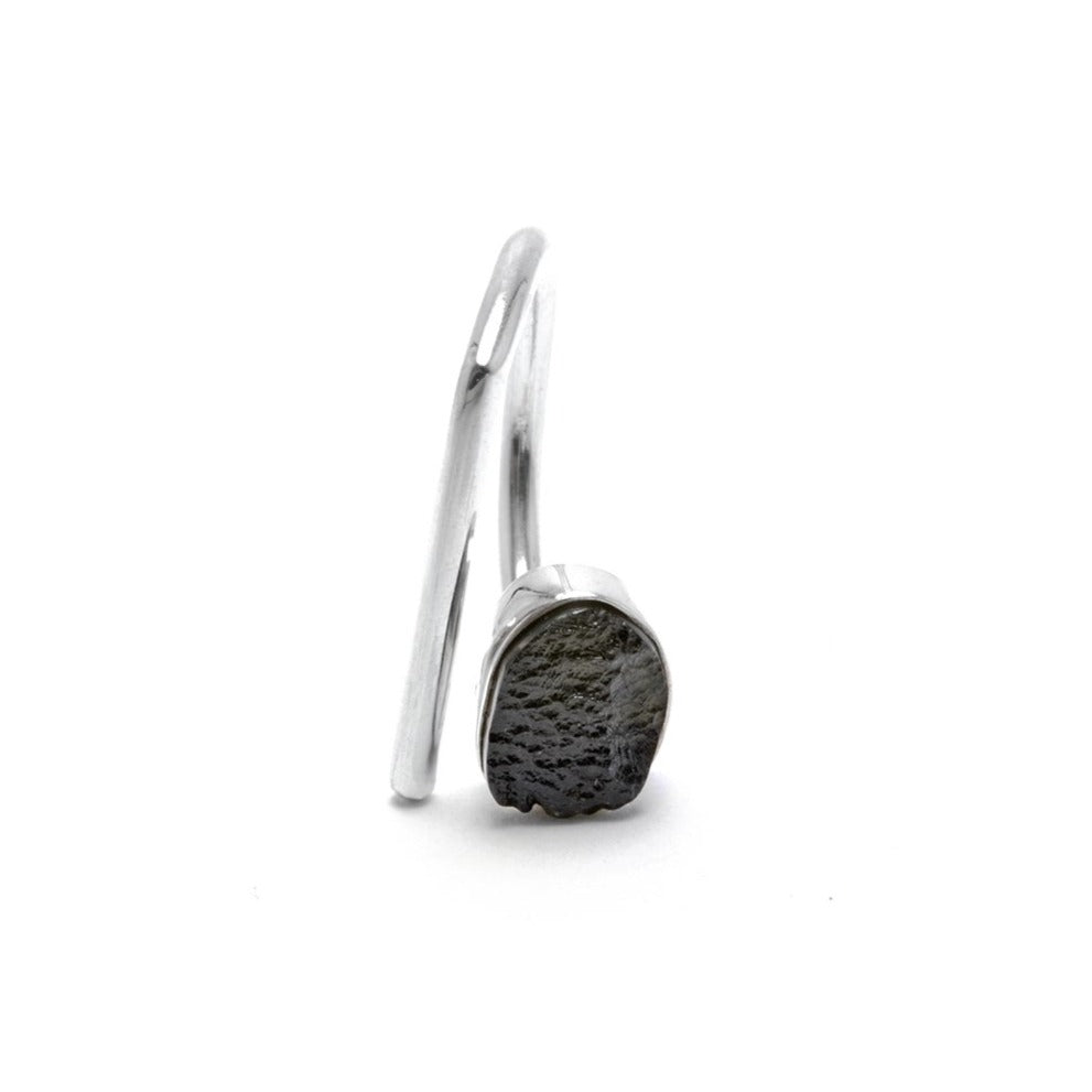 adjustable sterling silver moldavite meteorite ring size 6