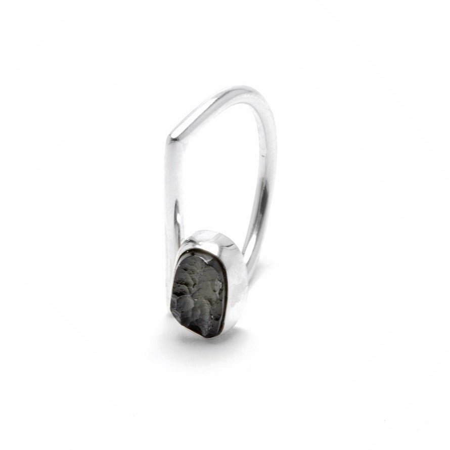 adjustable sterling silver moldavite meteorite ring size 6