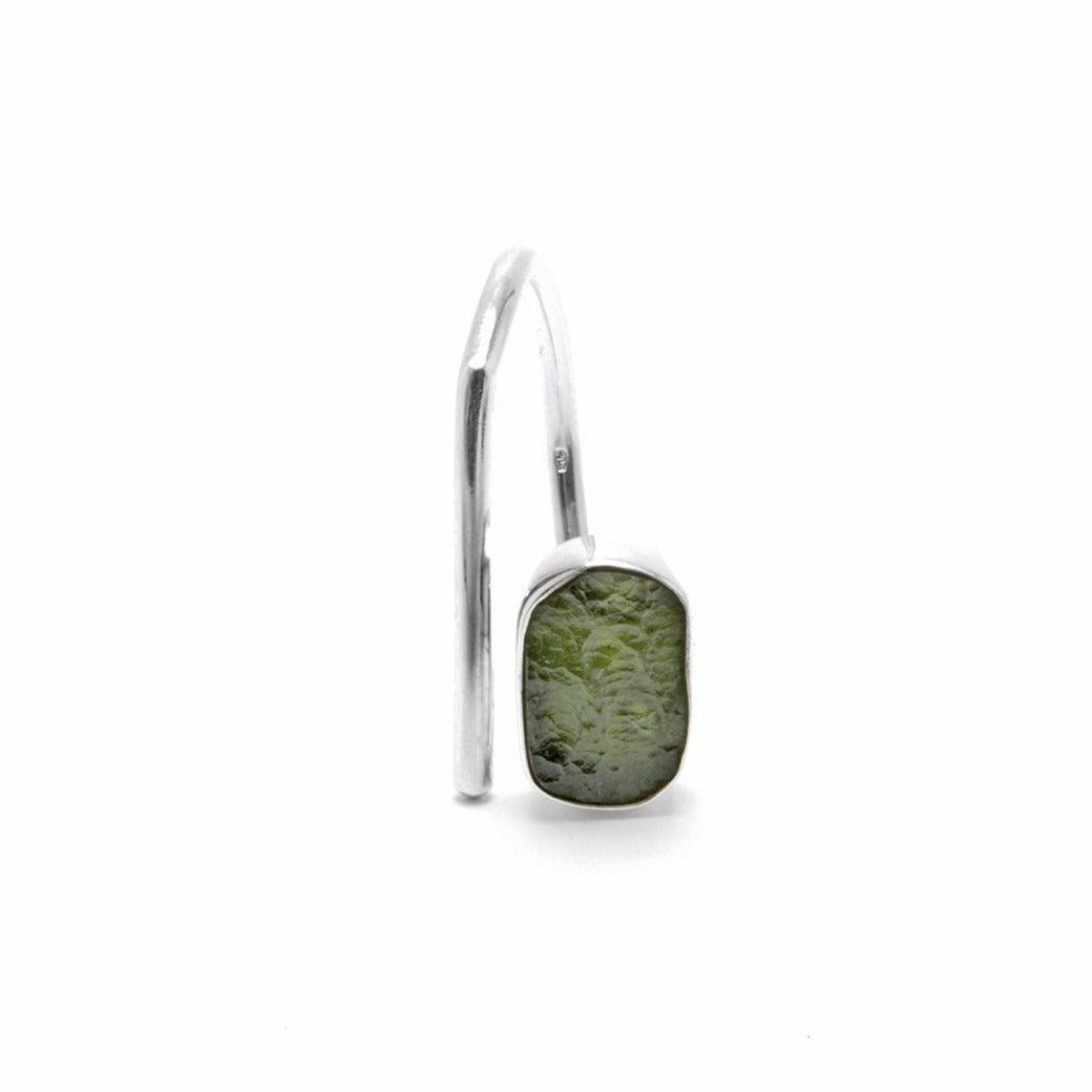 adjustable sterling silver moldavite meteorite ring size 8