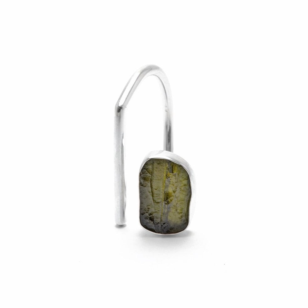 adjustable sterling silver moldavite meteorite ring size 9