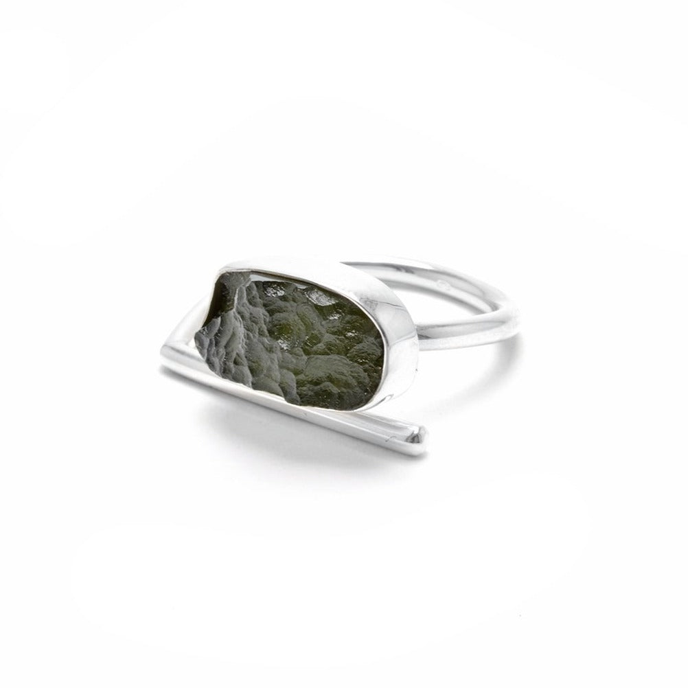 Adjustable Moldavite Ring size 9