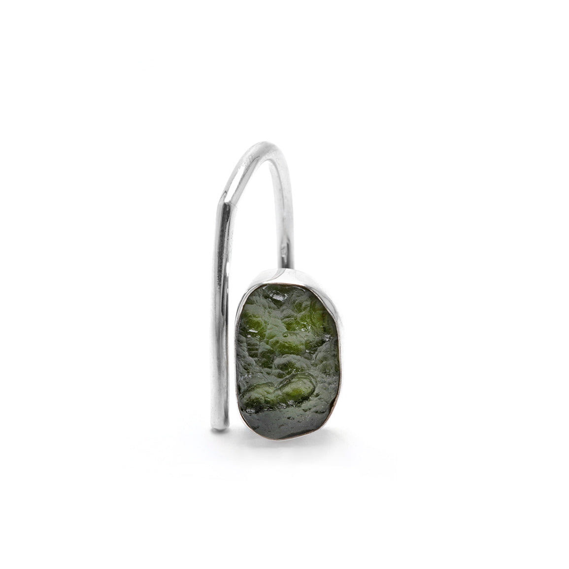 sterling silver adjustable raw moldavite ring size 9