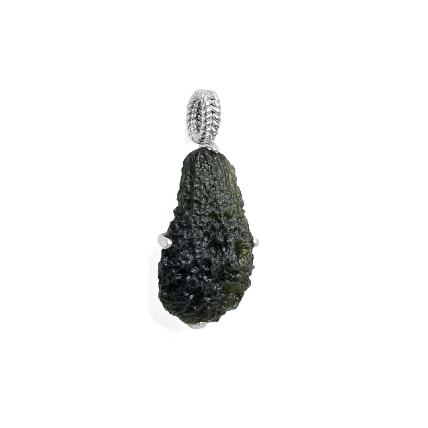Raw Moldavite Sterling Silver Pendant ioola 9.3 gr