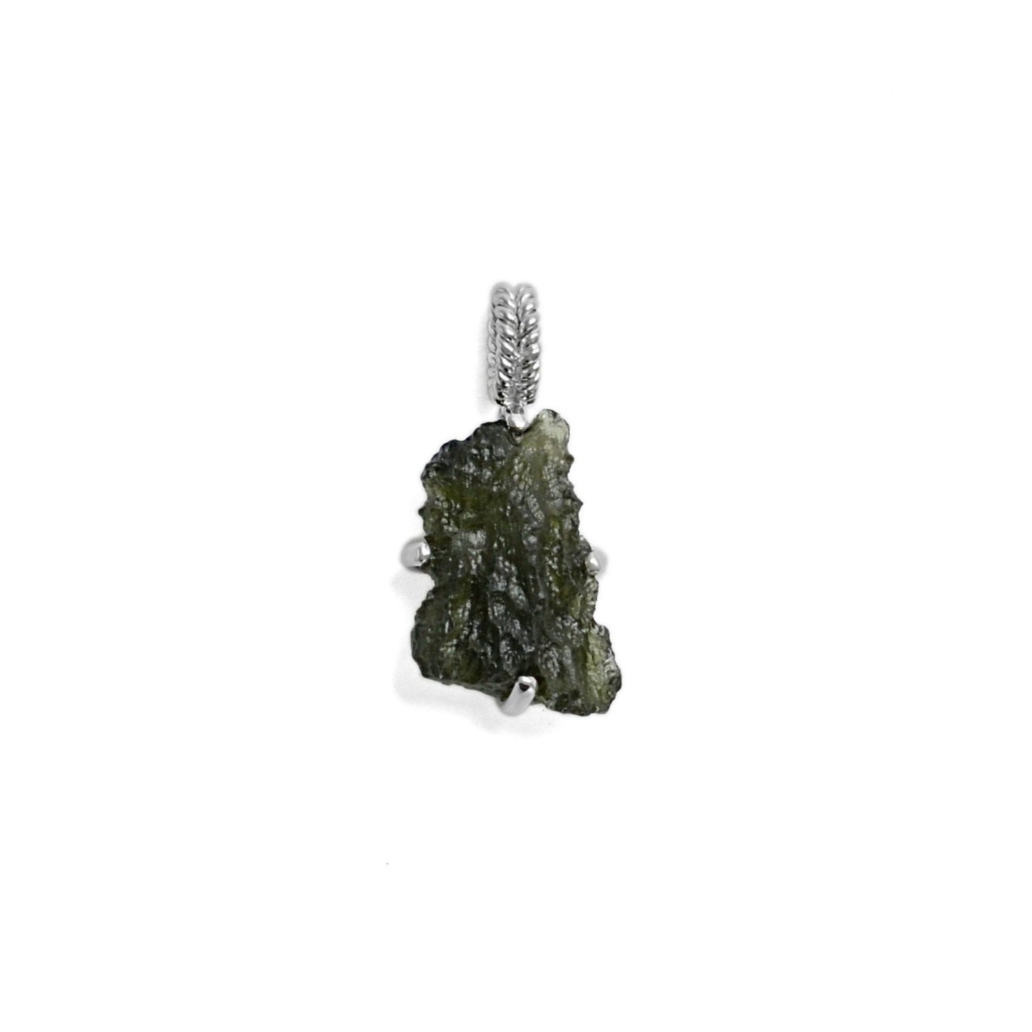 Raw Moldavite Sterling Silver Pendant 5.8 gr