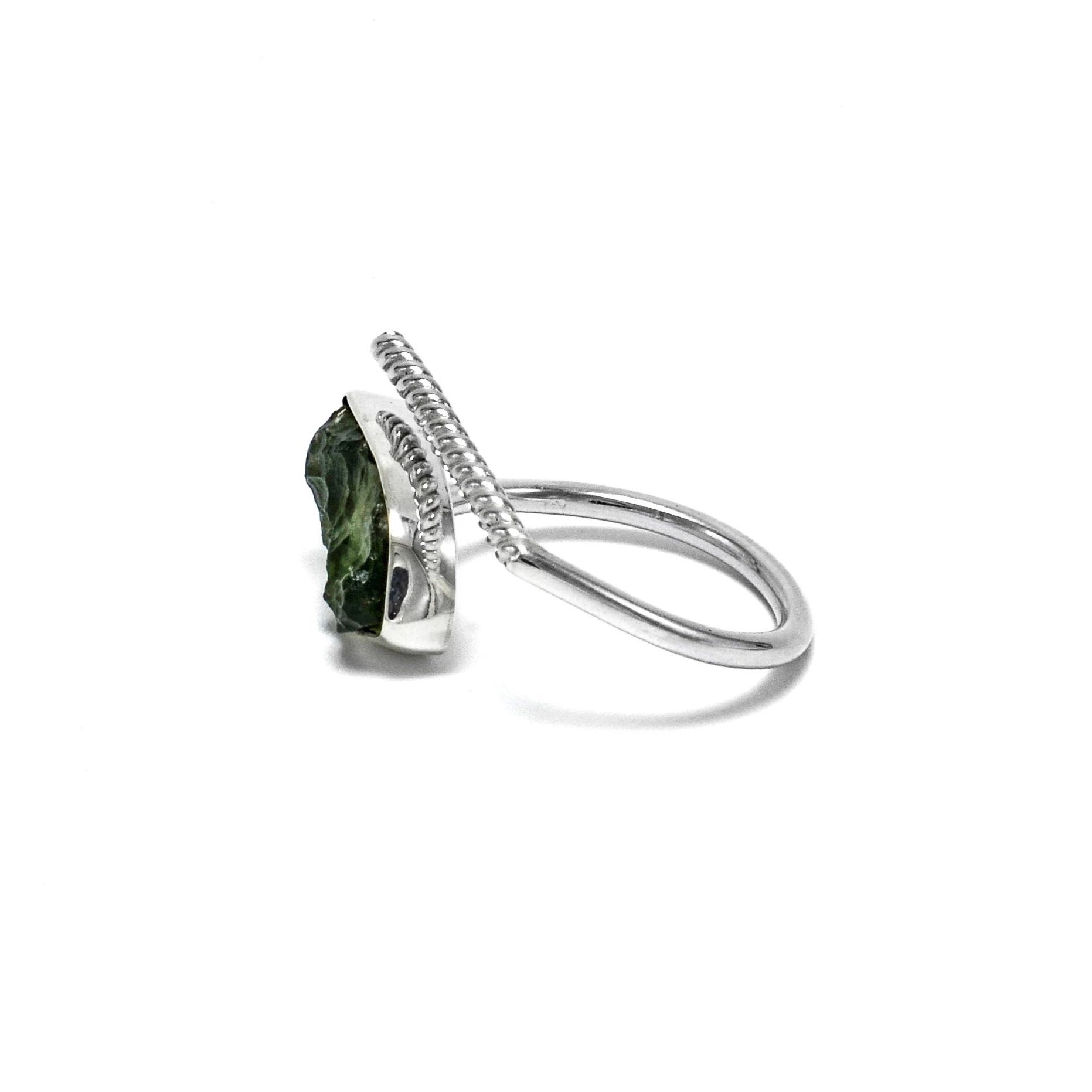 Adjustable Sterling Silver Moldavite Ring