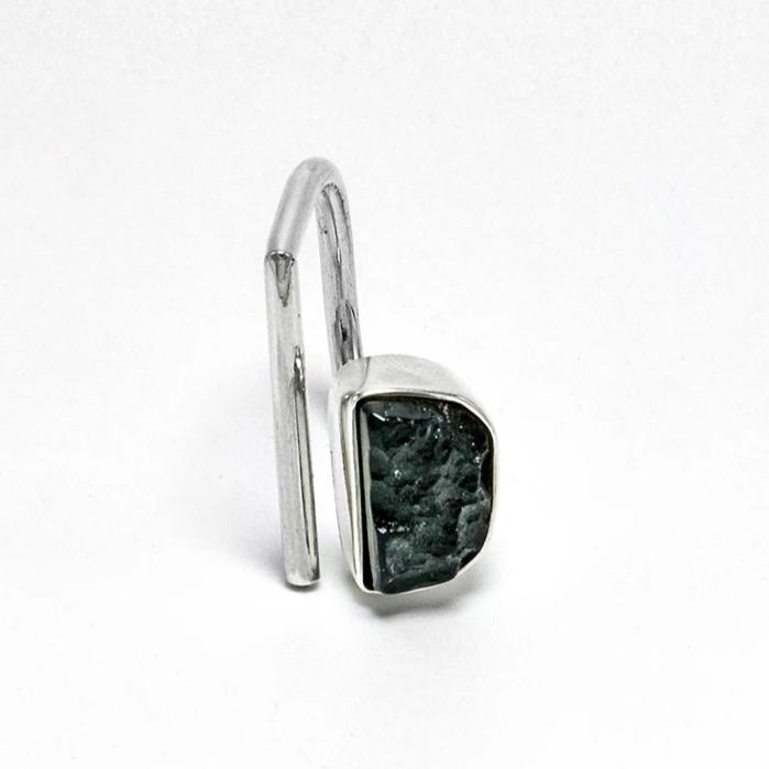 Adjustable open raw moldavite ring size 6