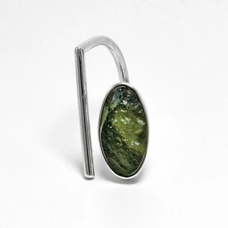 Adjustable open raw moldavite ring ioola size 8