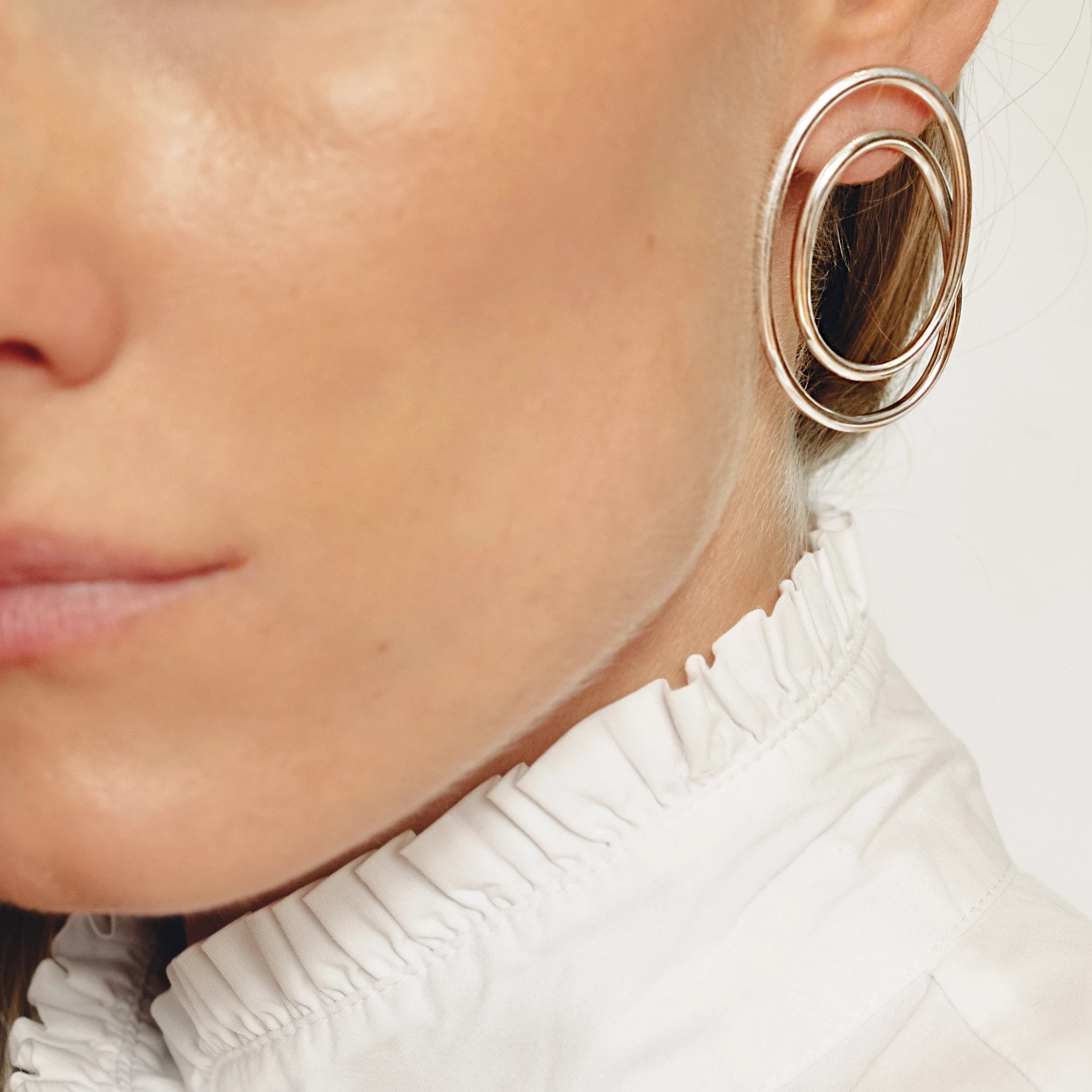 Statement earrings, gold plated silver earrings, Luxury sterling silver spiral earrings // Silver