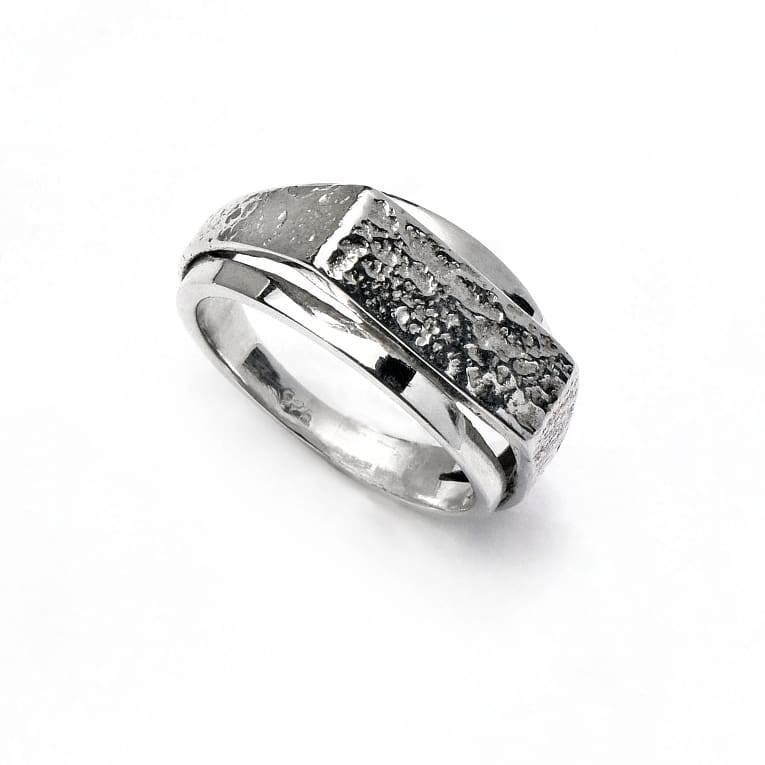 Sterling Silver unique hammered ring ioola