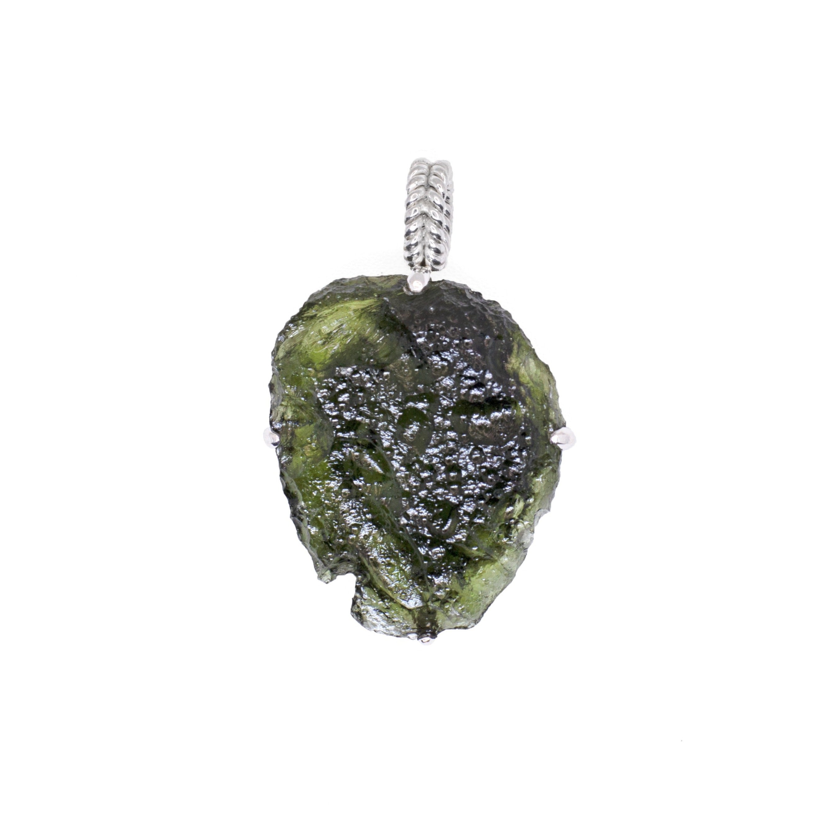 Shiny Apple Green Color Moldavite Necklace 11 gr