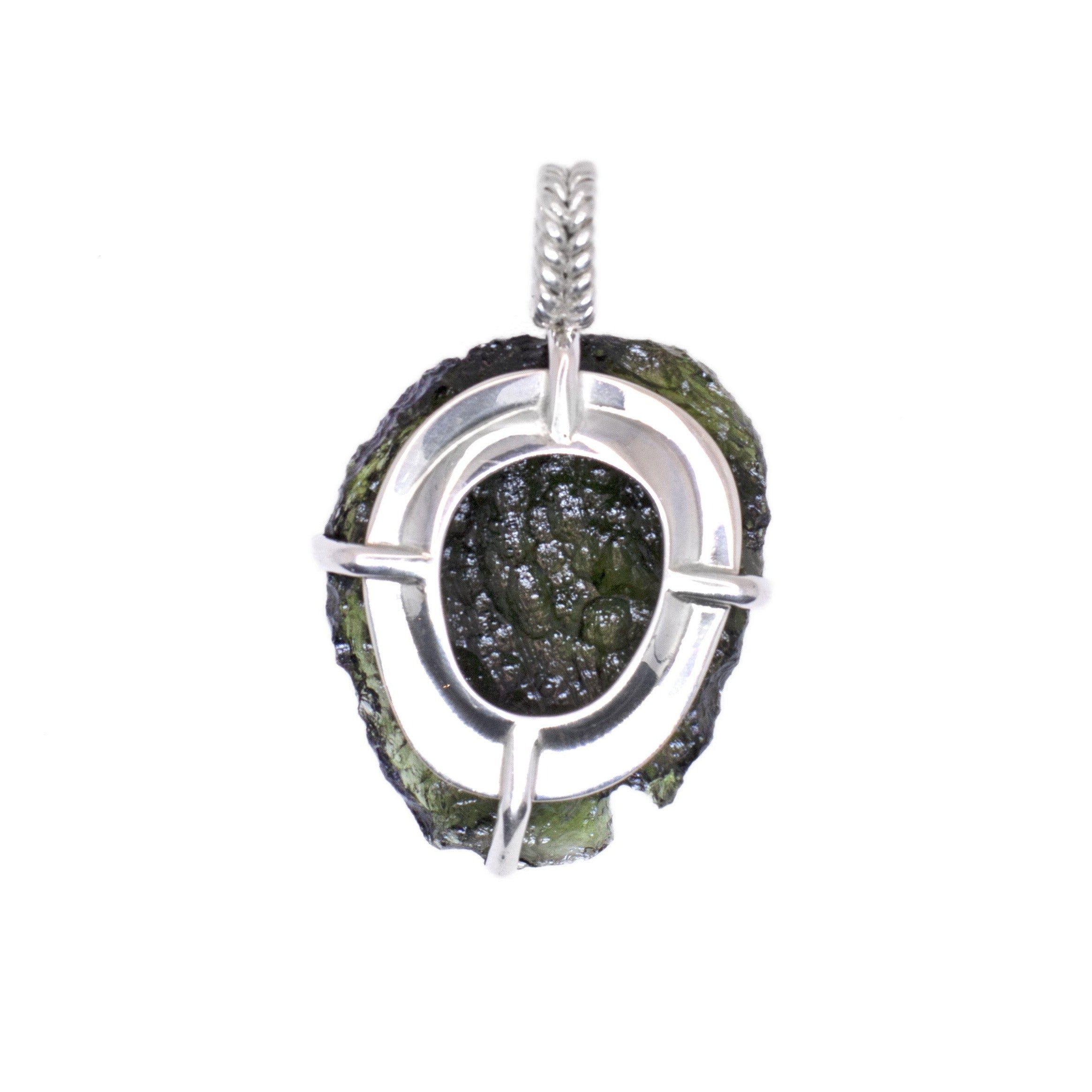 Shiny Apple Green Color Moldavite Necklace 11 gr