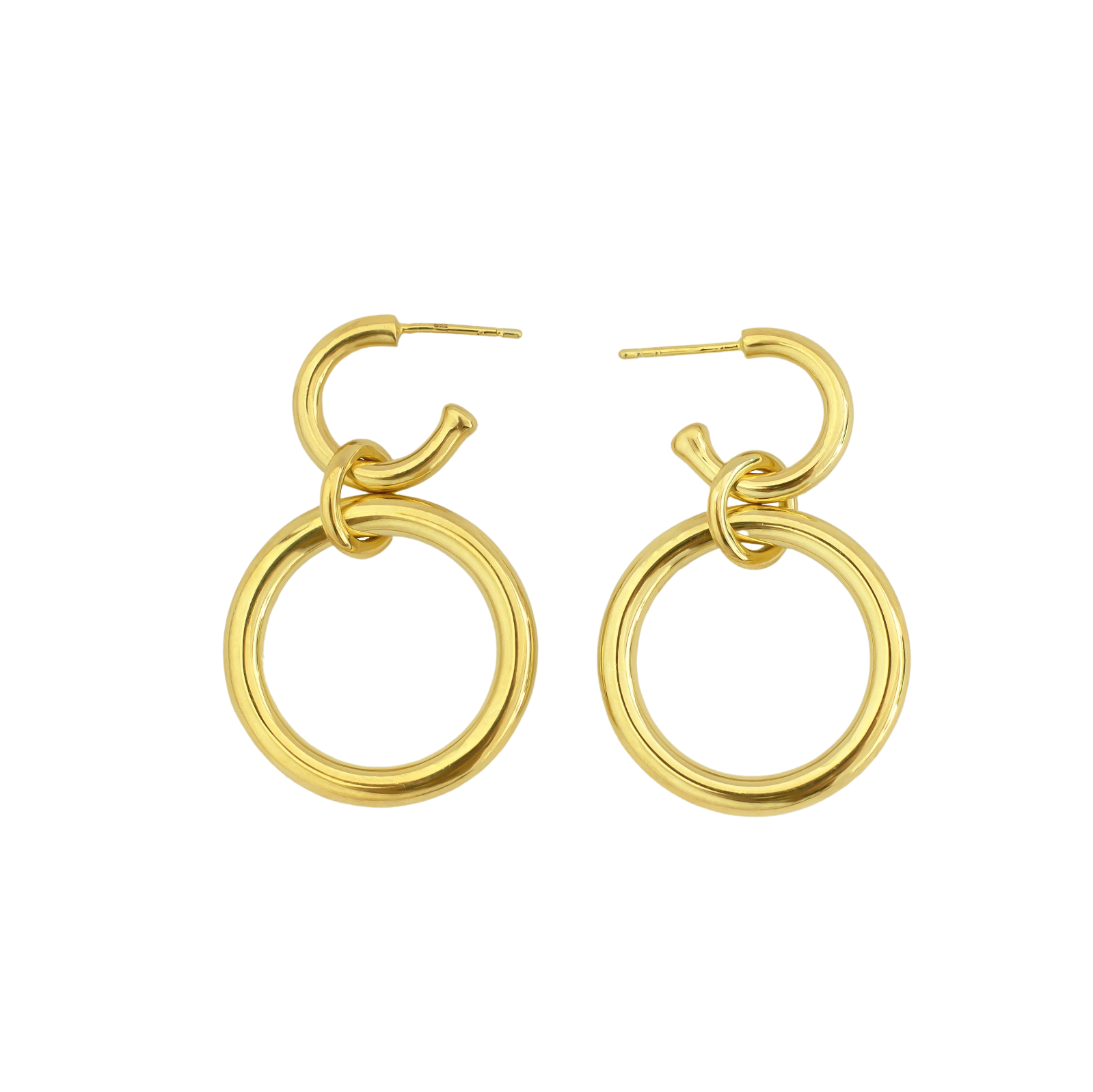 Lightweight Sterling Silver gold plated Hoop Earrings big ioola big // Gold