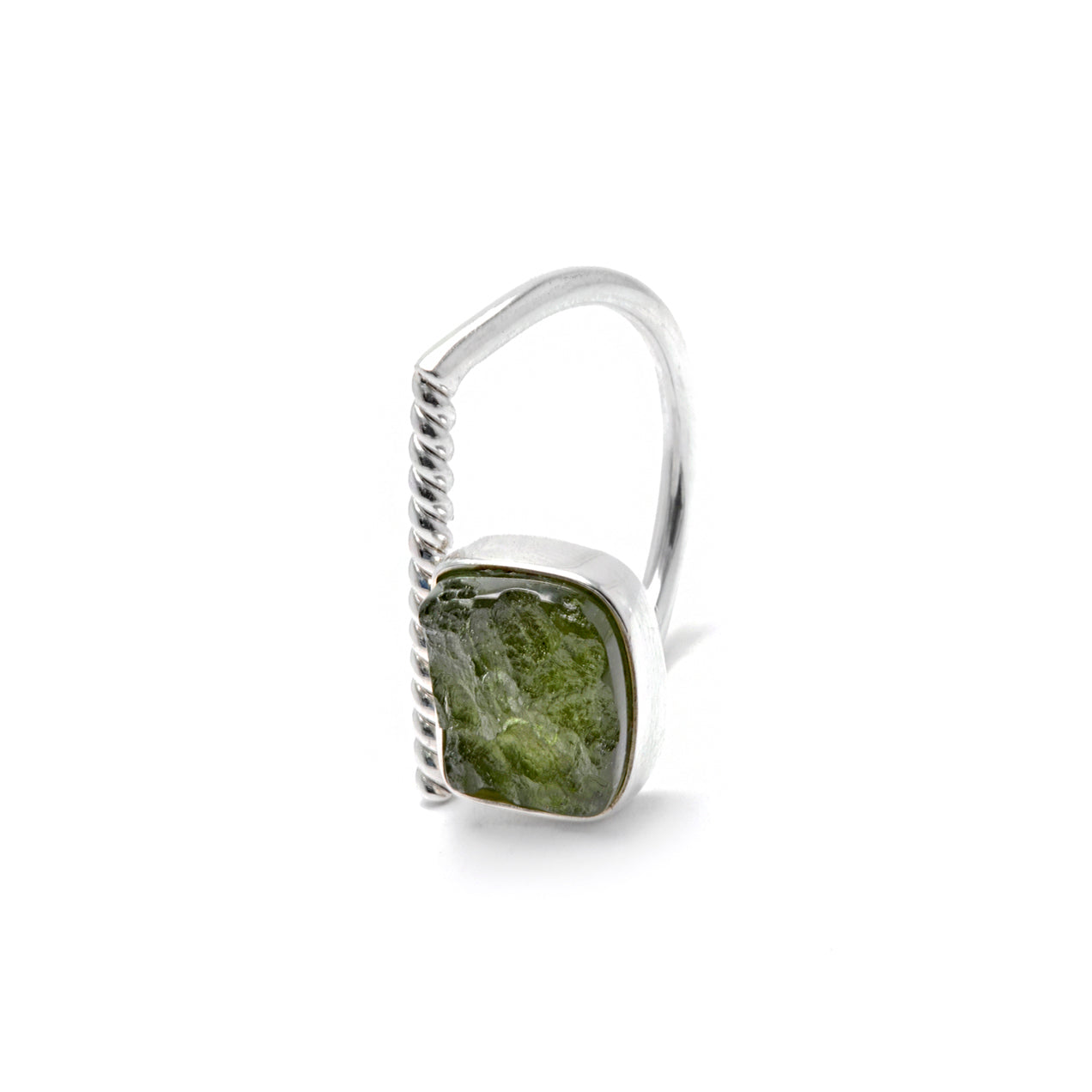 adjustable sterling silver moldavite ring size 7