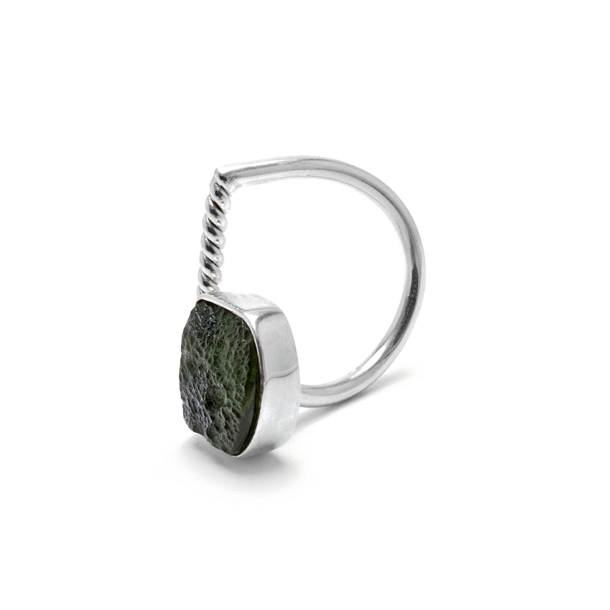 adjustable sterling silver moldavite ring size 7