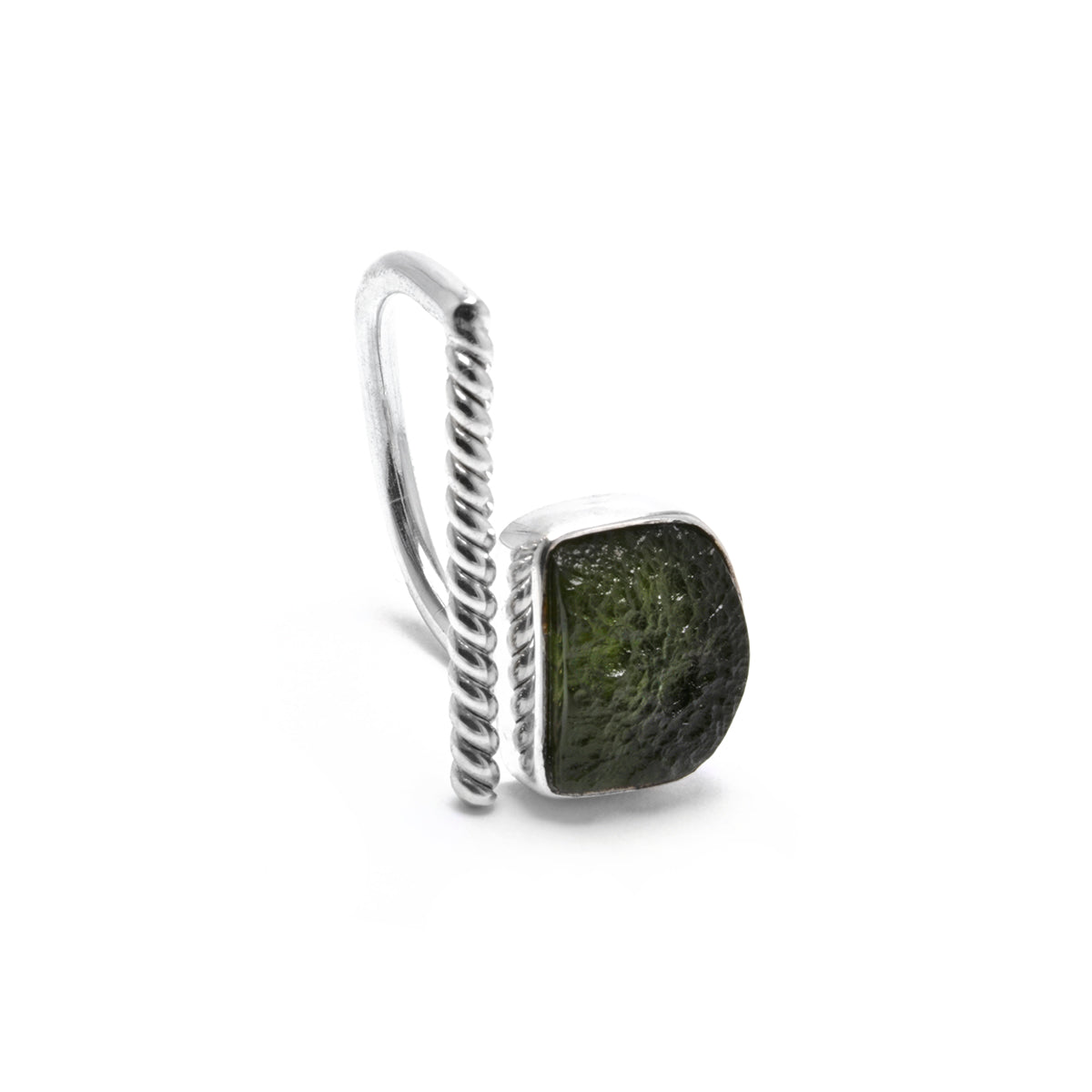 adjustable sterling silver moldavite ring size 7