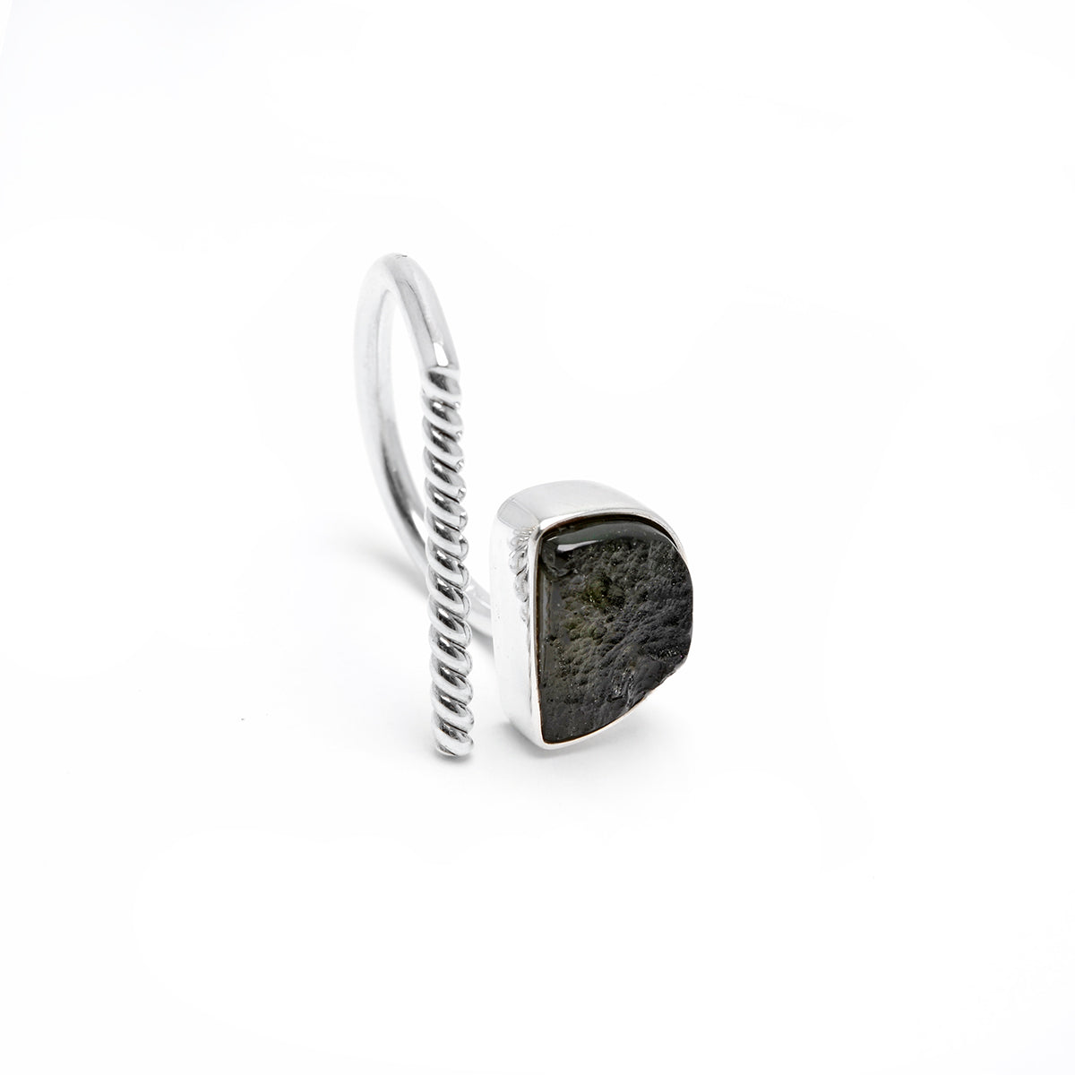 adjustable Moldavite ring size 6 twist