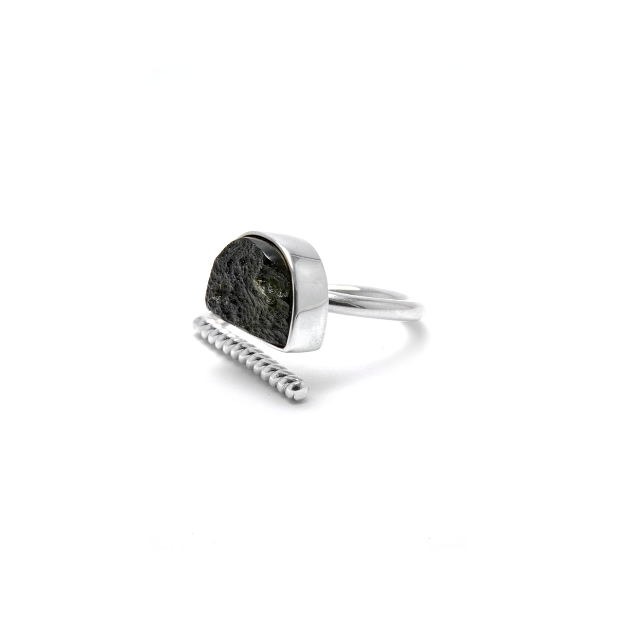 adjustable Moldavite ring size 6 twist