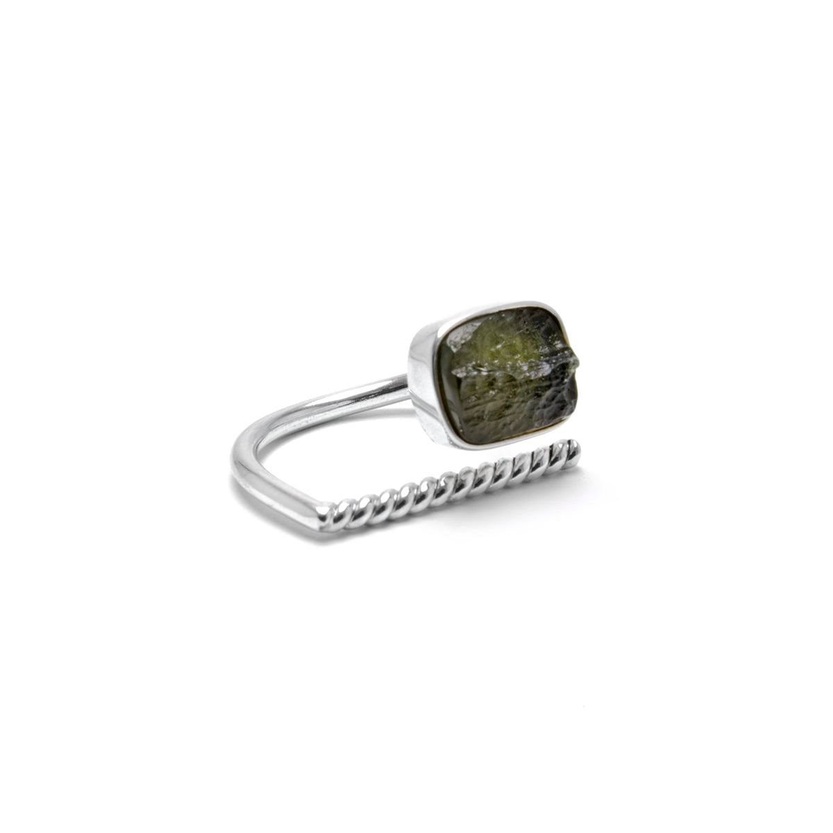 adjustable Moldavite ring size 6 twist