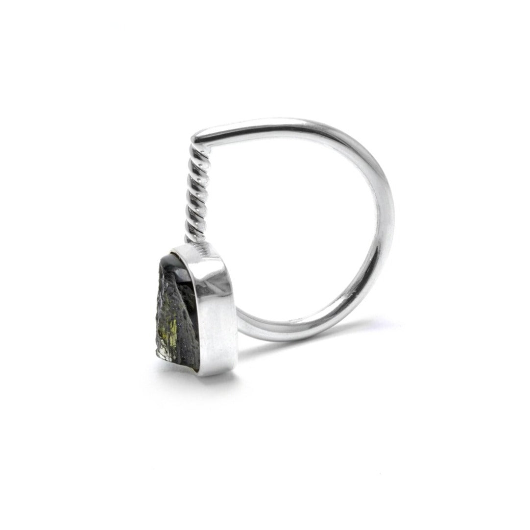 adjustable Moldavite ring size 6 twist