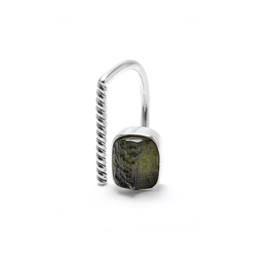 adjustable Moldavite ring size 6 twist