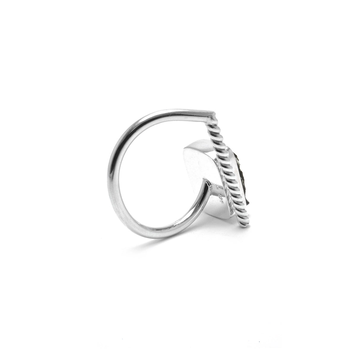 adjustable sterling silver moldavite ring size 7 1/2 twisted