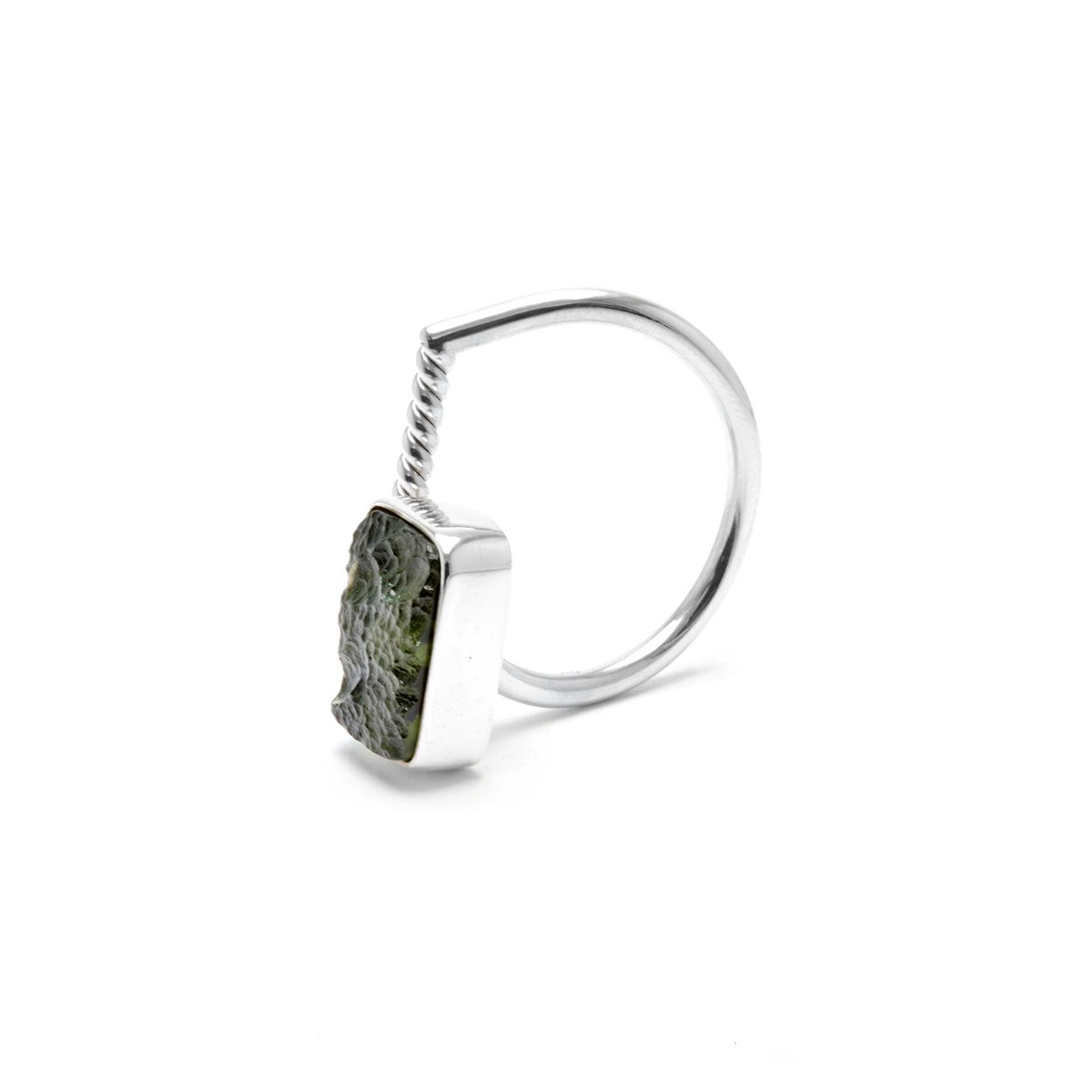 adjustable sterling silver moldavite ring size 7 1/2 twisted