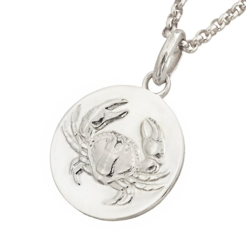 Cancer coin pendant necklace // Silver