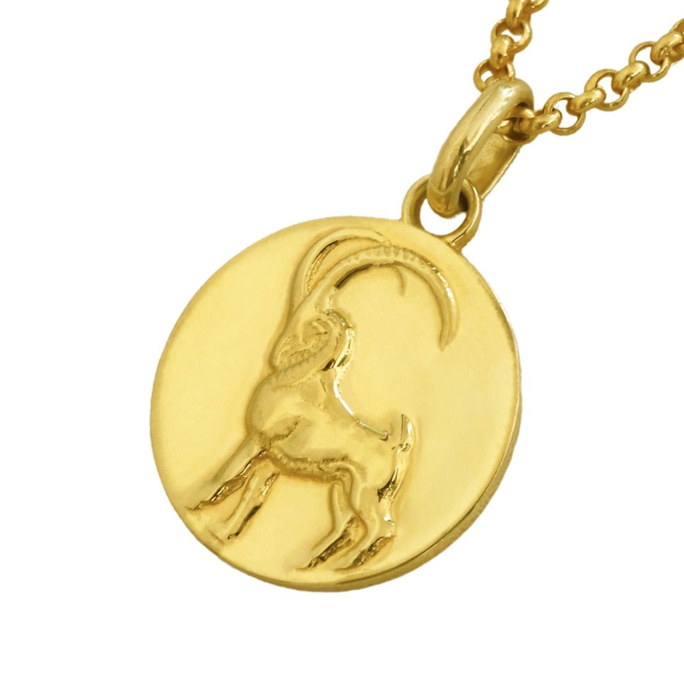 capricorn coin pendant necklace // gold