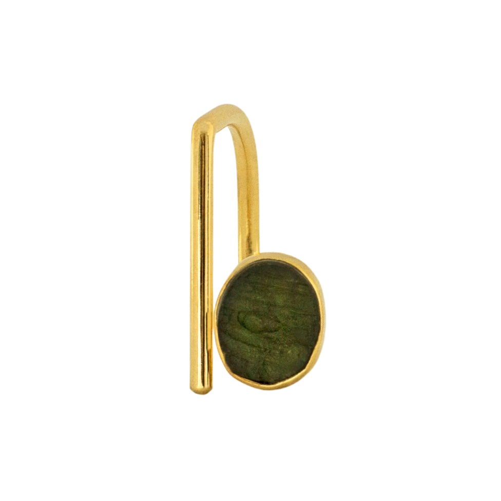 Gold Moldavite ring size 6,5 meteorite jewelry