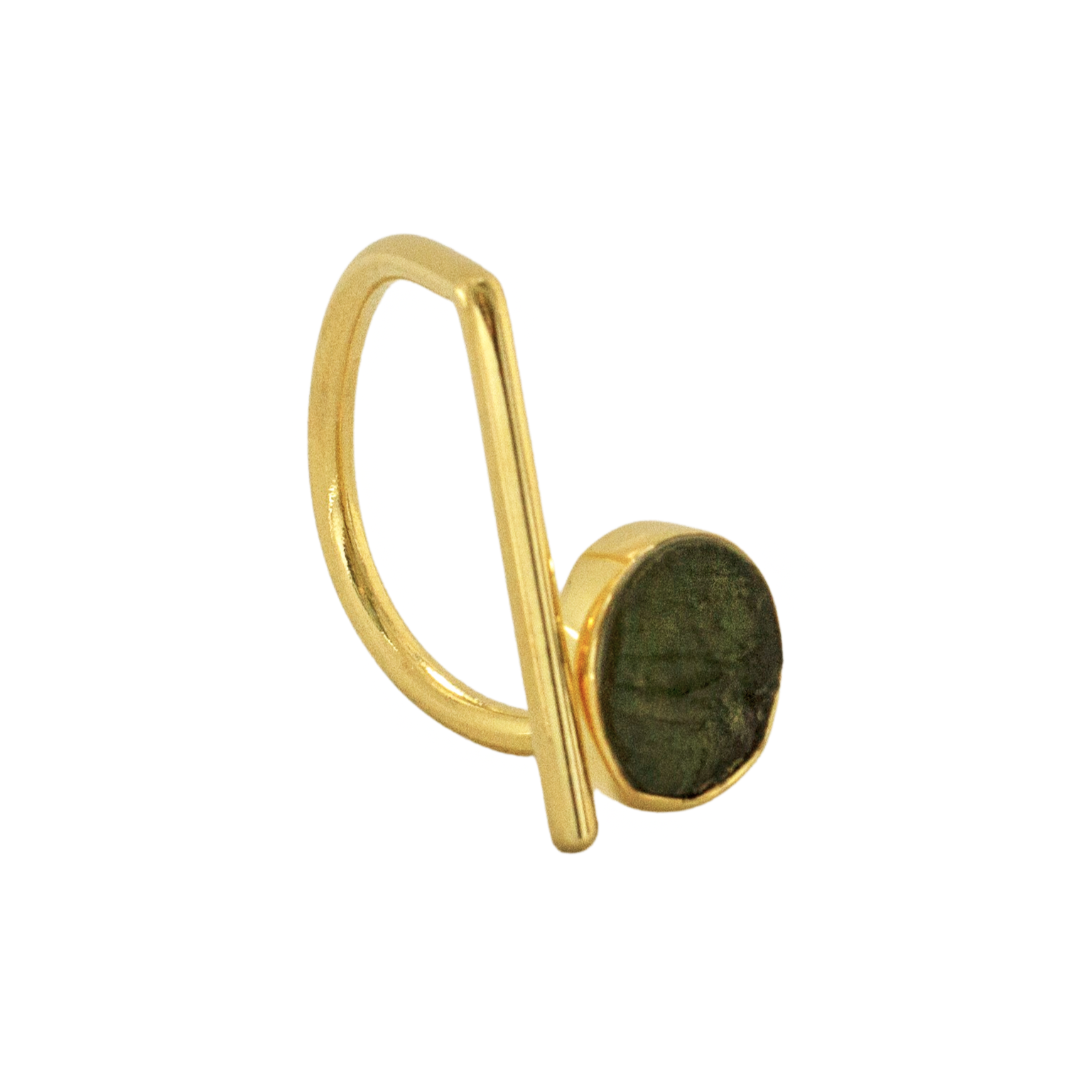 Genuine Czech Gold Moldavite ring meteorite jewelry