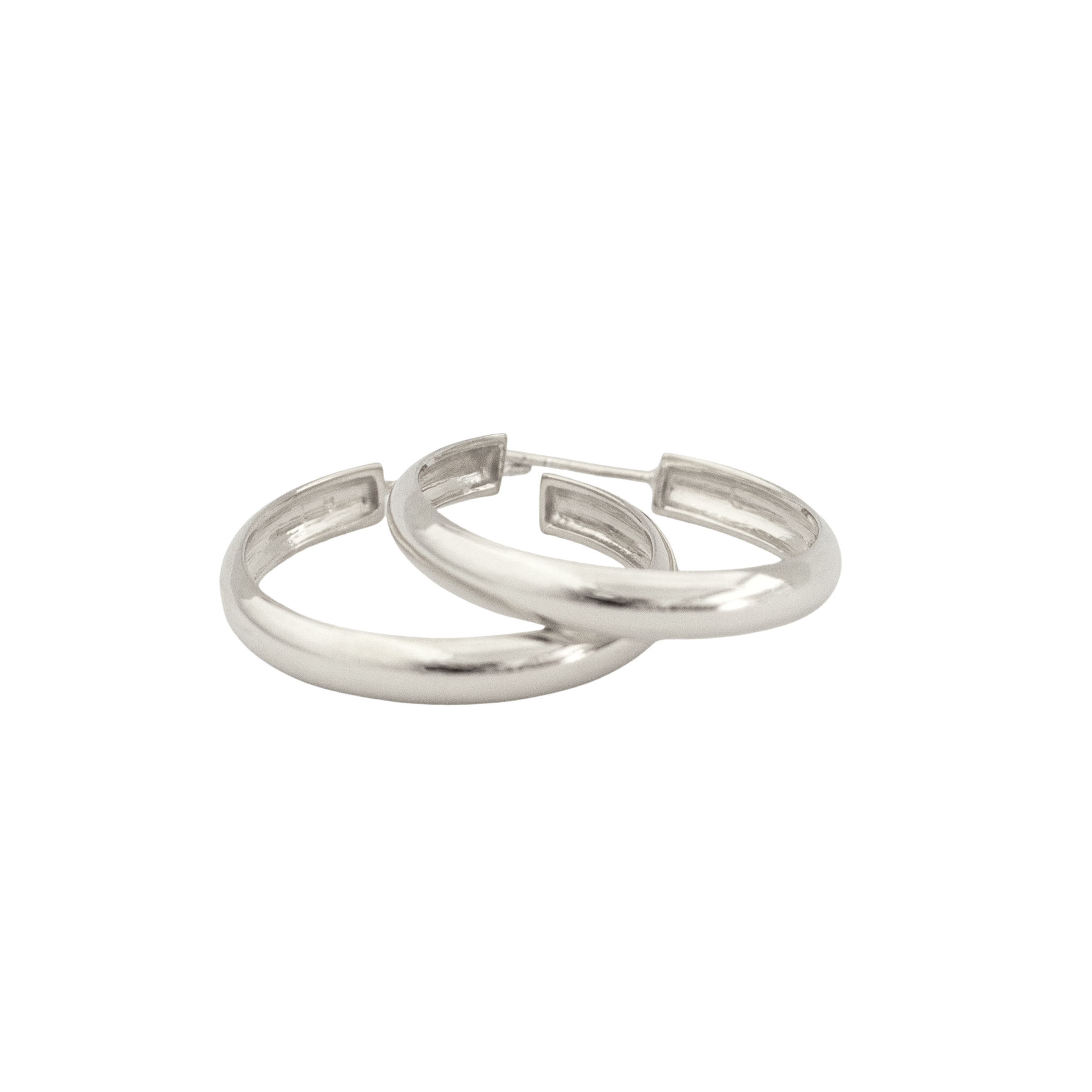 Sterling Silver sleek hoop earrings // Silver