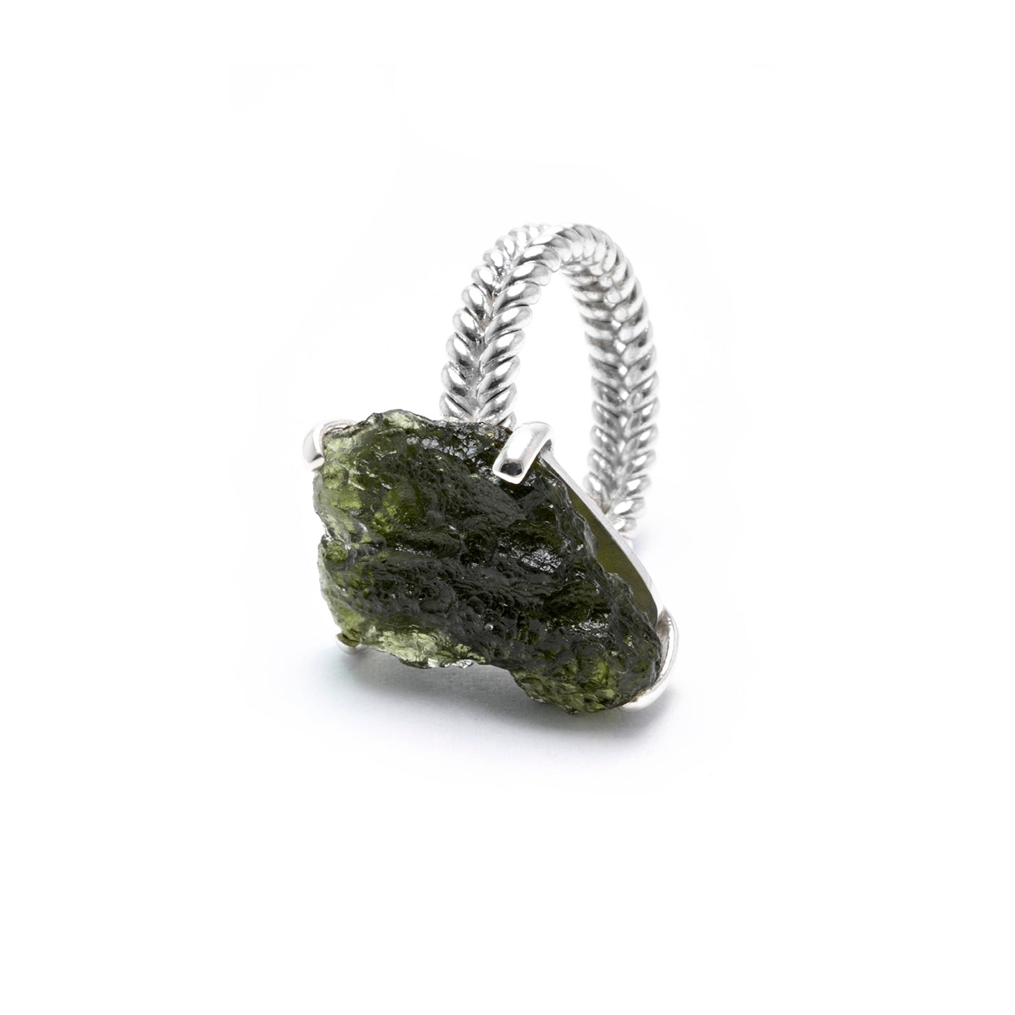 large moldavite ring size 8
