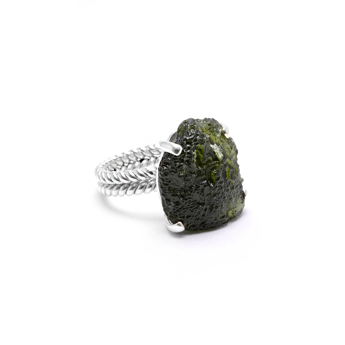 large moldavite ring size 7