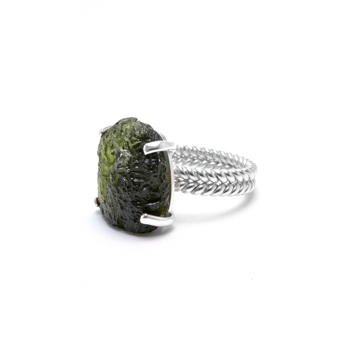 large moldavite ring size 7