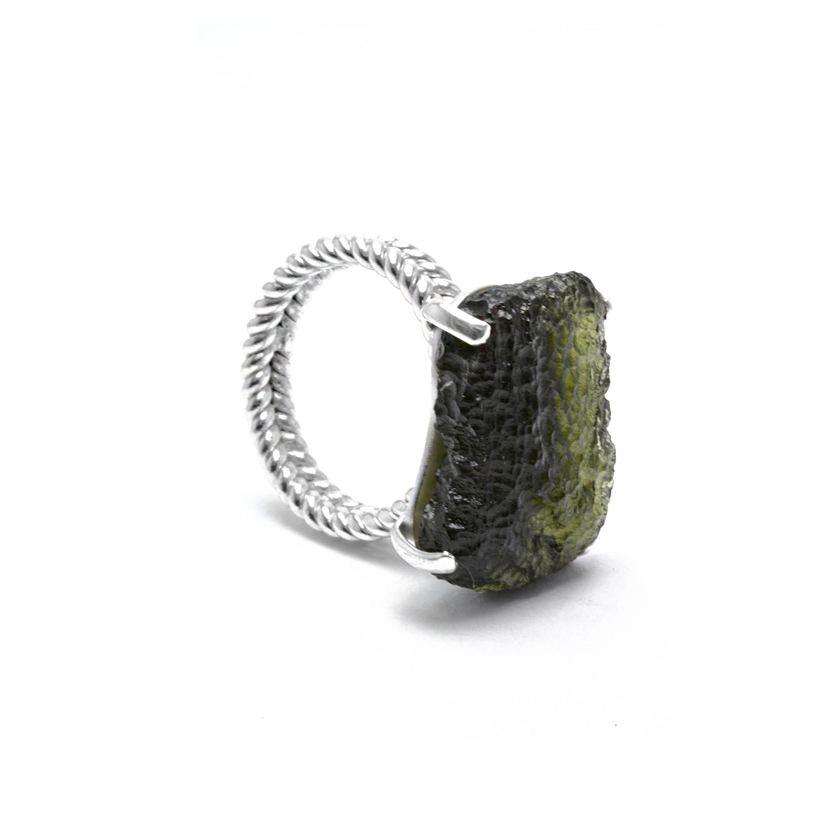 large moldavite ring size 7
