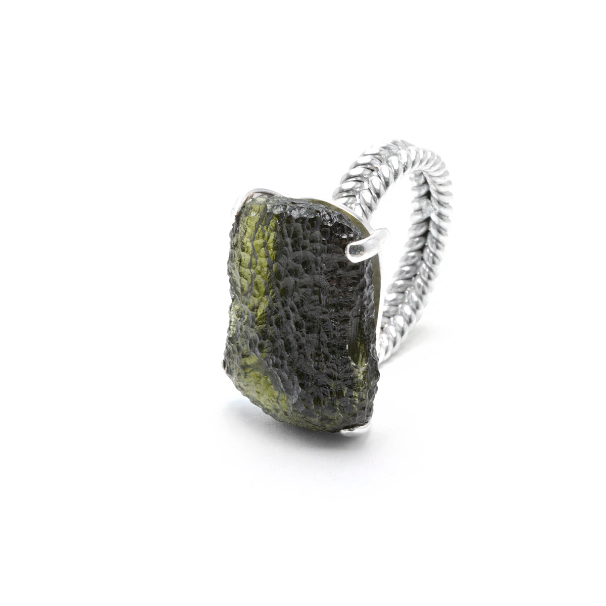 large moldavite ring size 7