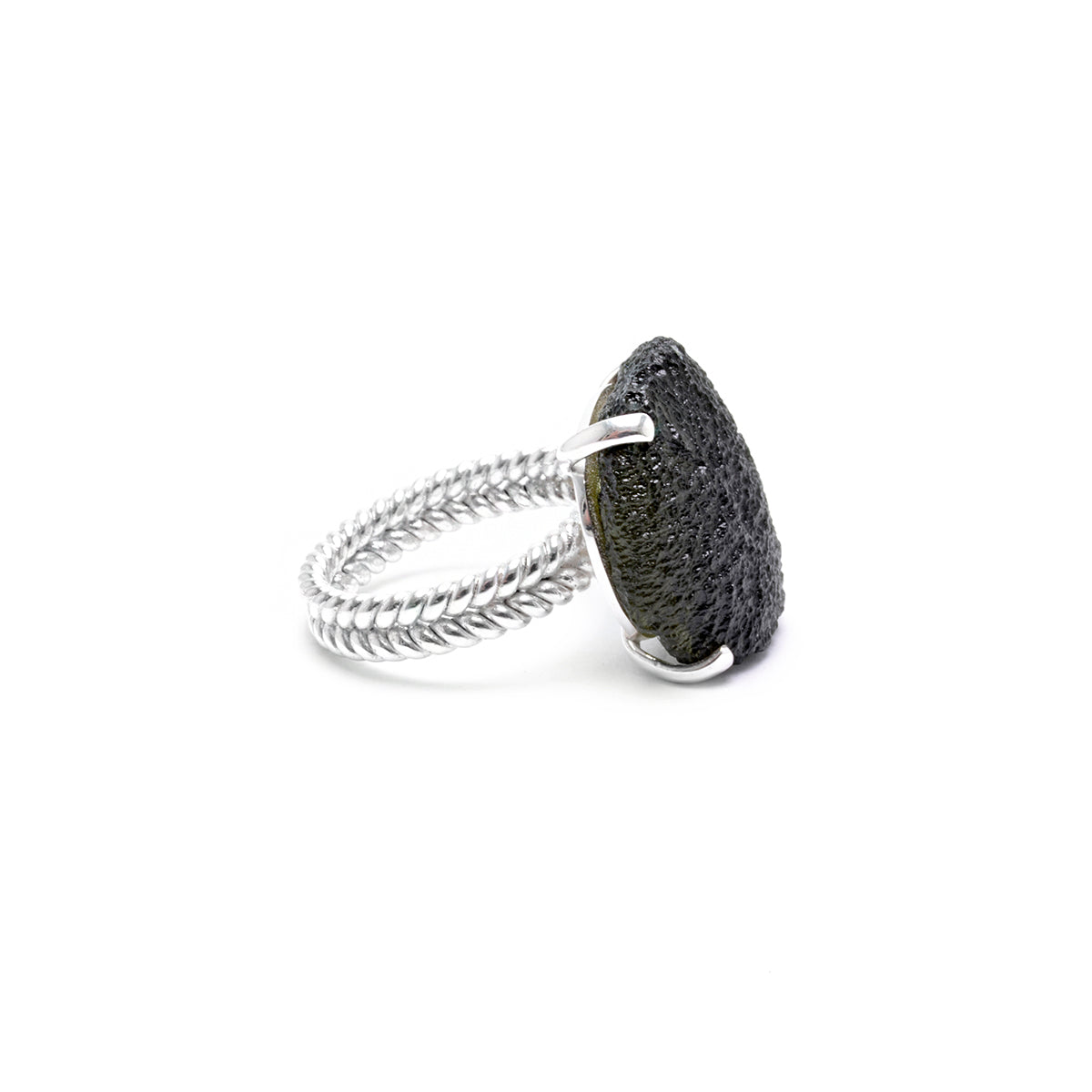 large moldavite ring size 8