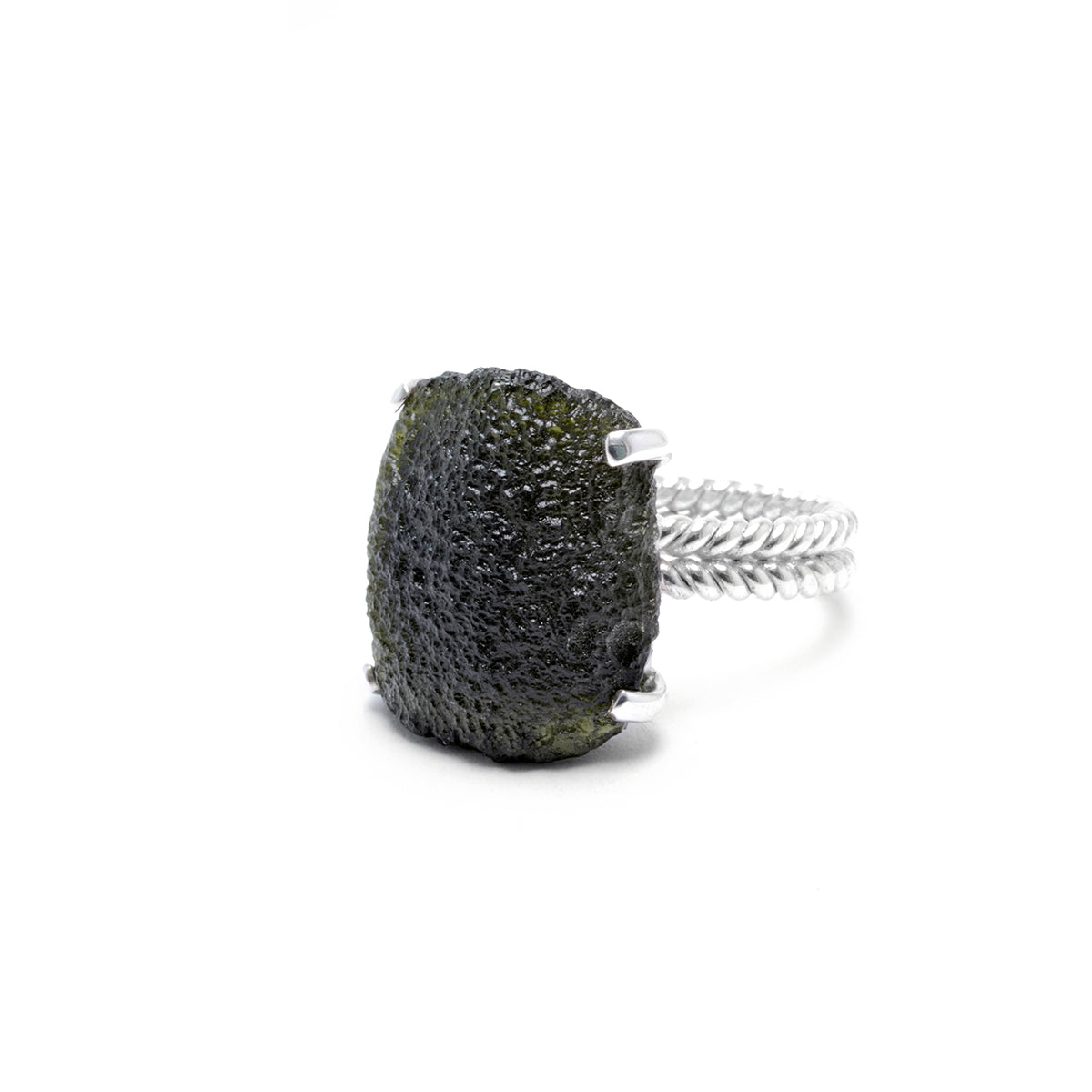 large moldavite ring size 8