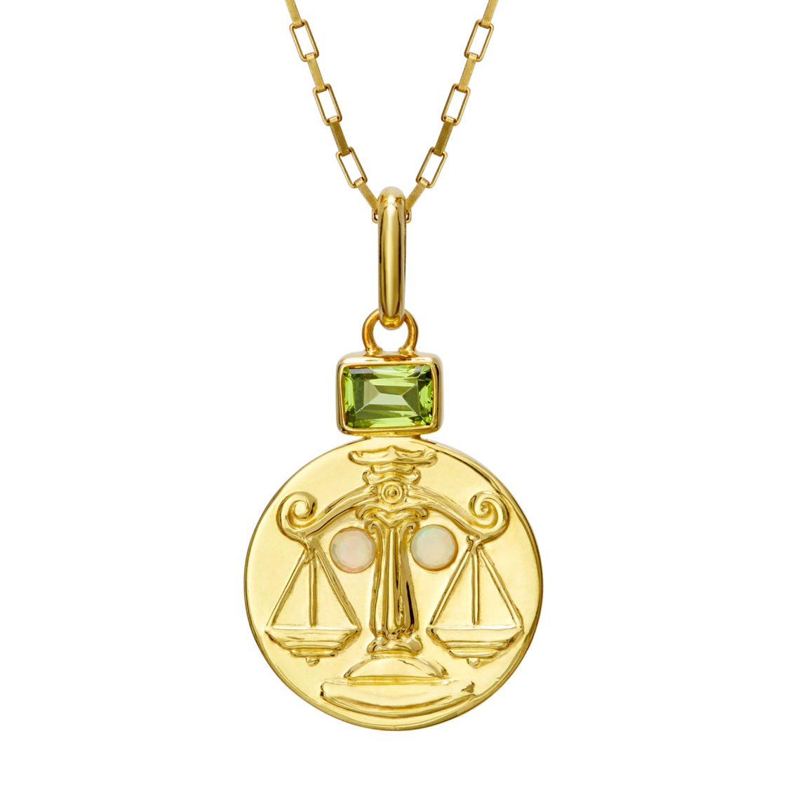 Gold Libra Coin Pendant with Birthstones // Gold