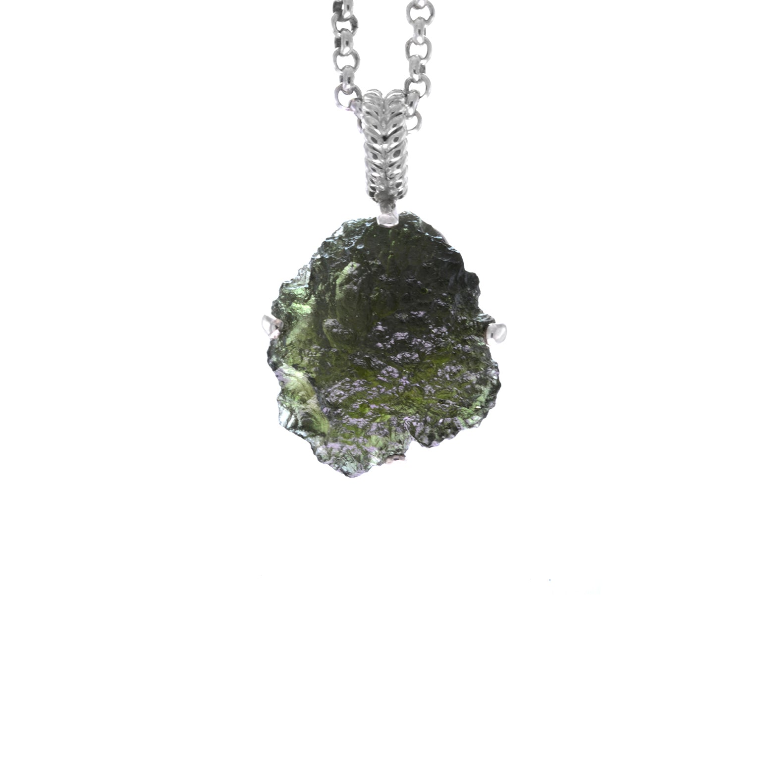 Raw Moldavite Sterling Silver Pendan 6.9 gr