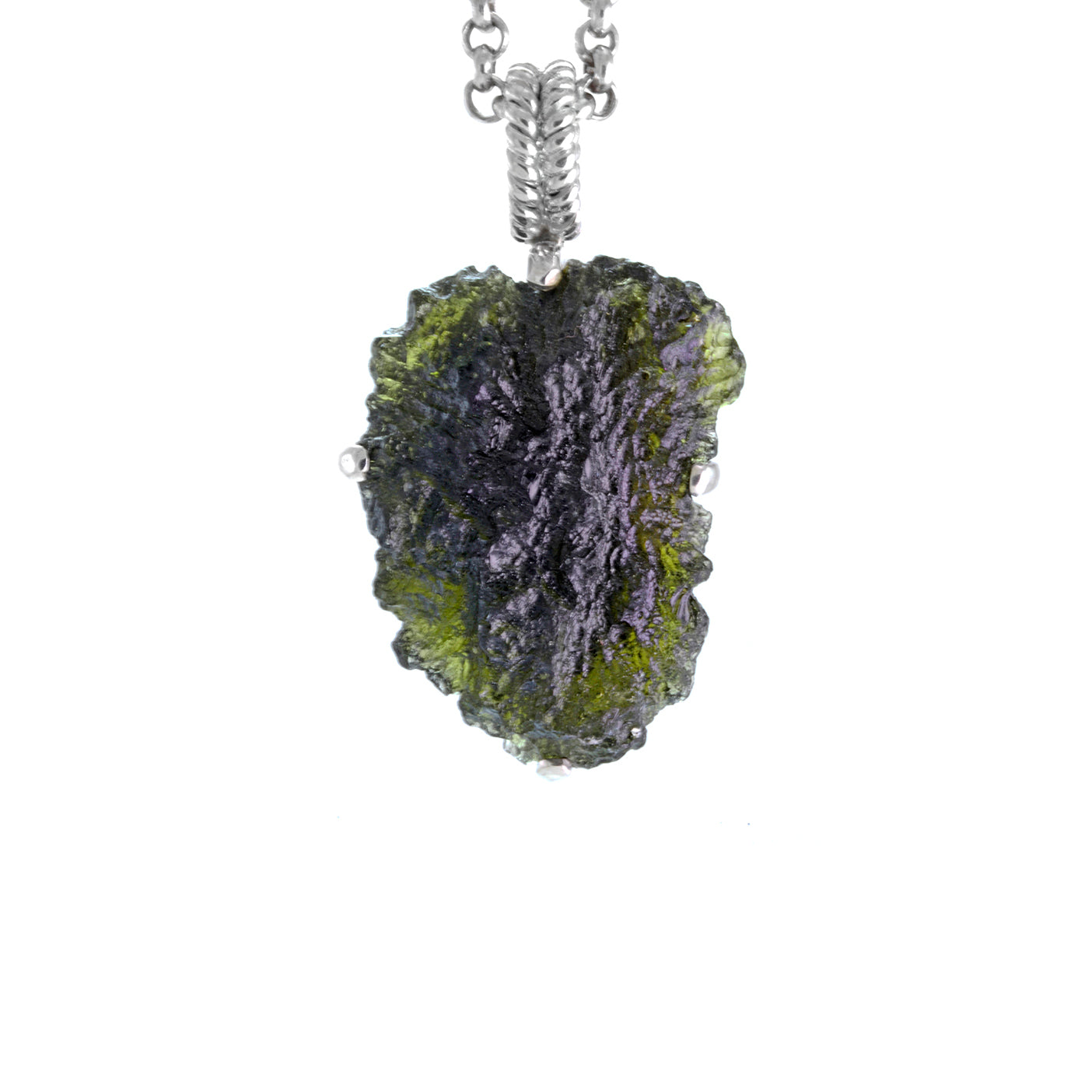 Raw Moldavite Sterling Silver Pendant 8.6 gr