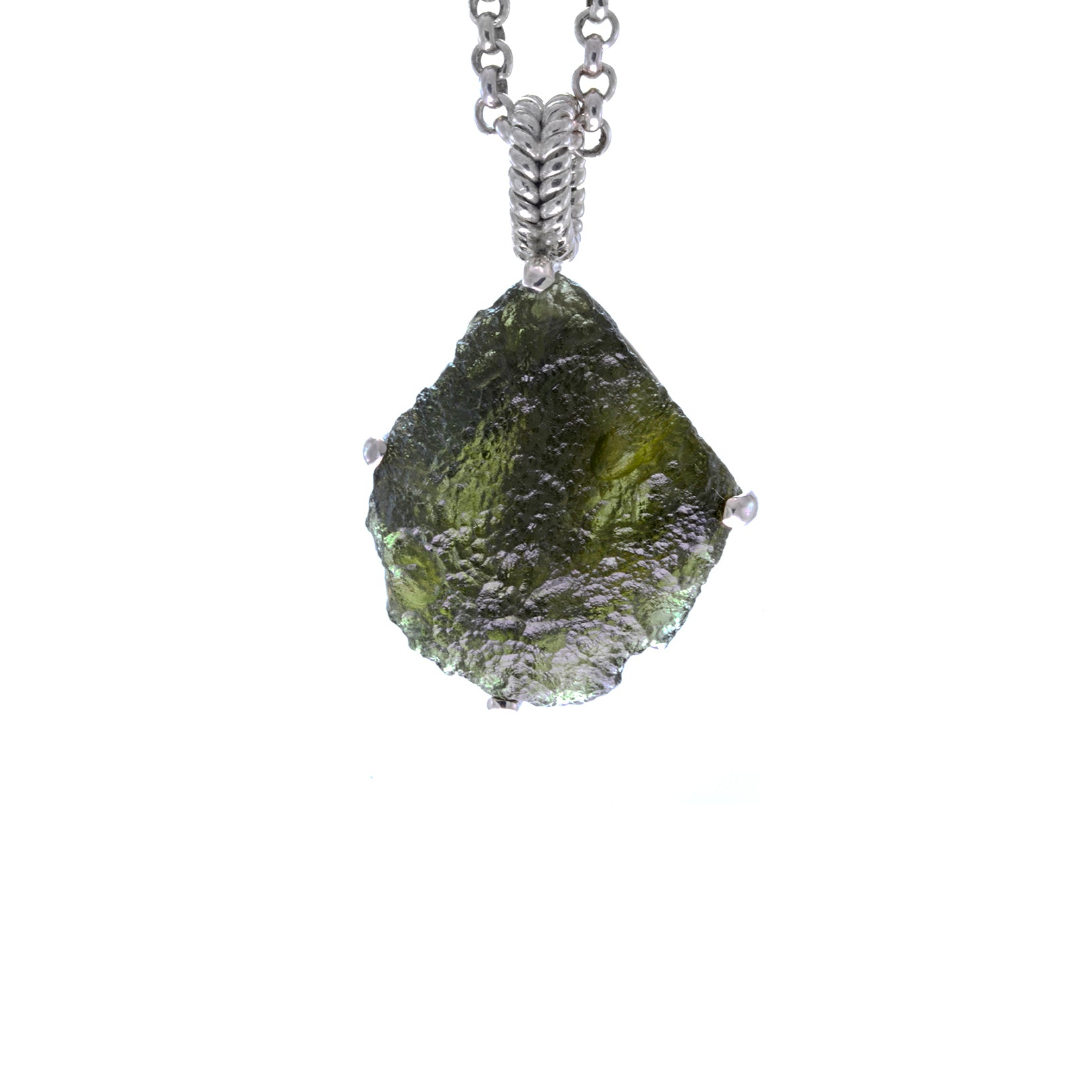Raw Moldavite Sterling Silver Pendant 7 gr