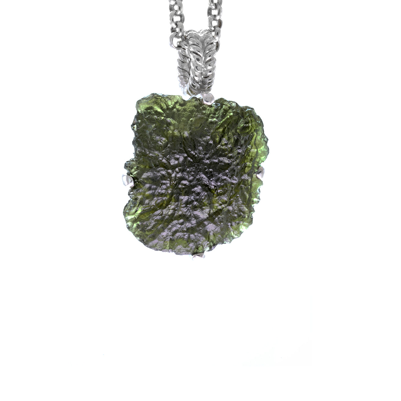 Raw Moldavite Sterling Silver Pendant 6.9 gr